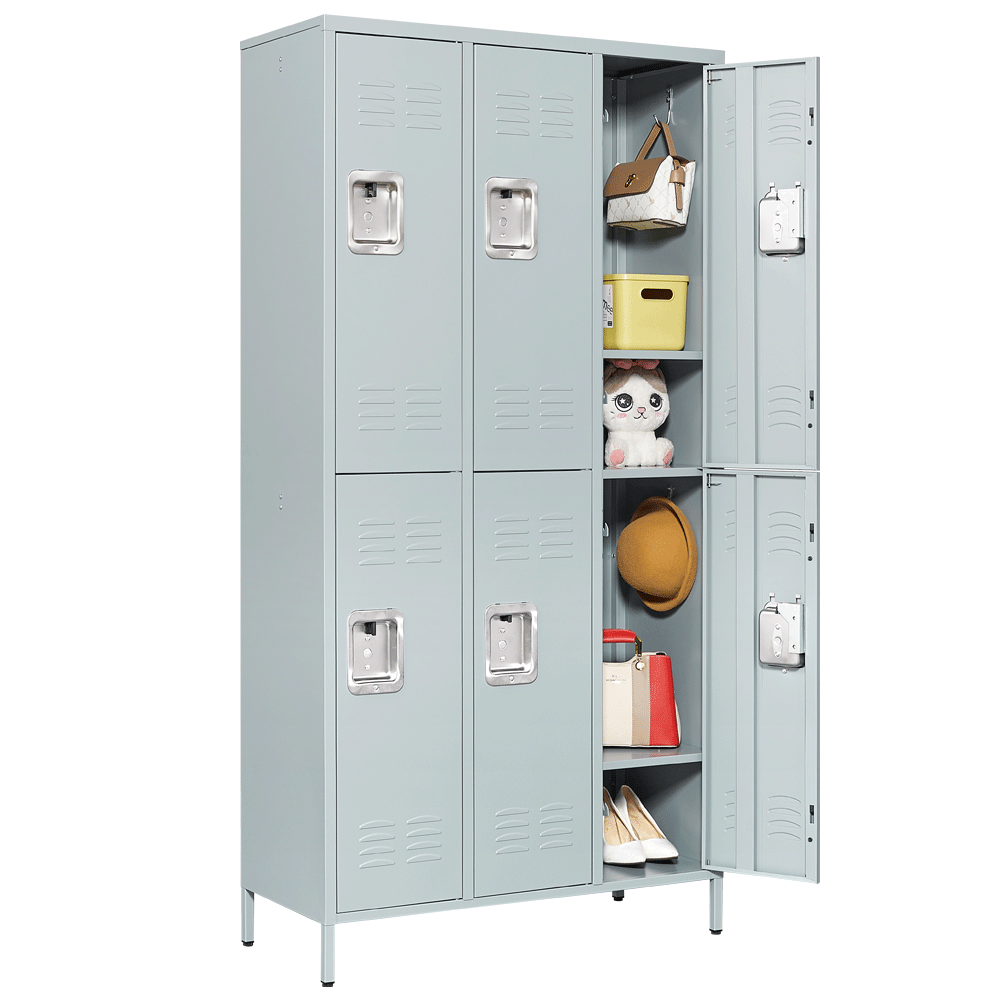 Metal Lockers with 6 Doors Steel Locker Storage Cabinet for Office School Gym