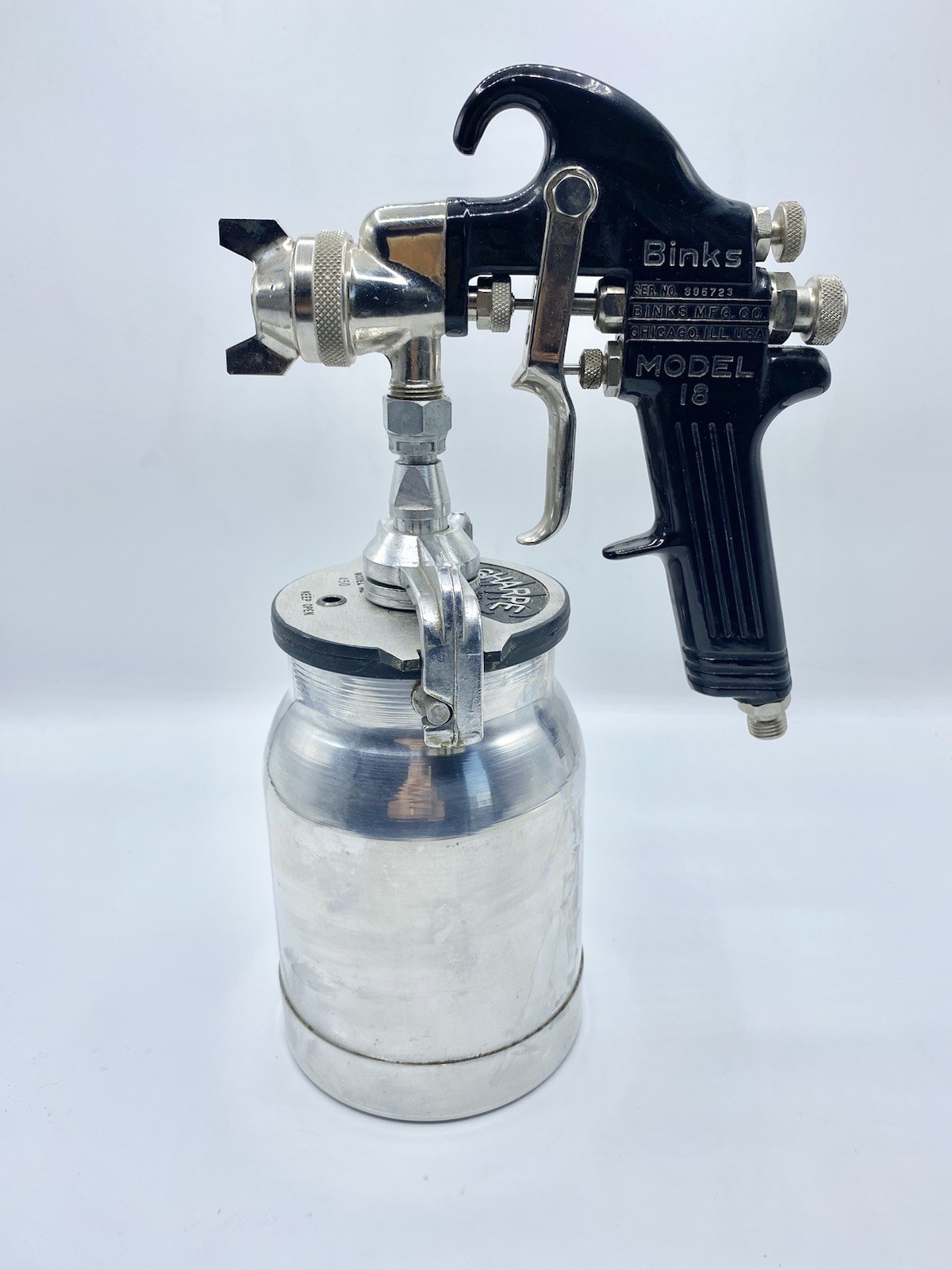 Binks Vintage Model 18 Paint Spray Gun With Sharpe 450 Canister Box/ Manuals