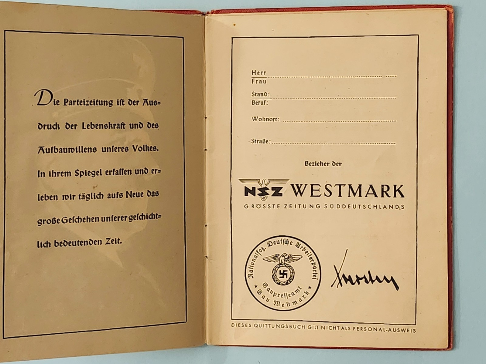 WW2 Germany. "NSZ WESTMARK" newspaper book.
