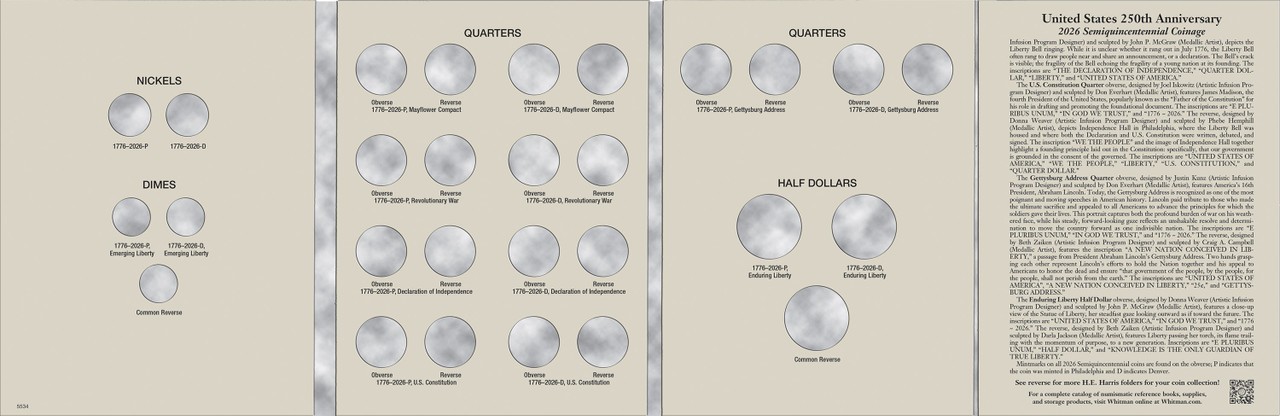 H.E. Harris® Coin Folder - United States 250th Anniversary Collection: 2026