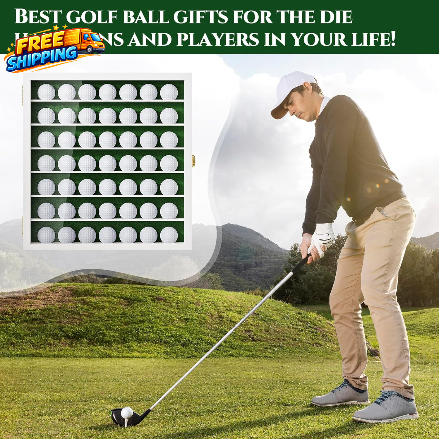 Golf Ball Display Case for 49 Balls