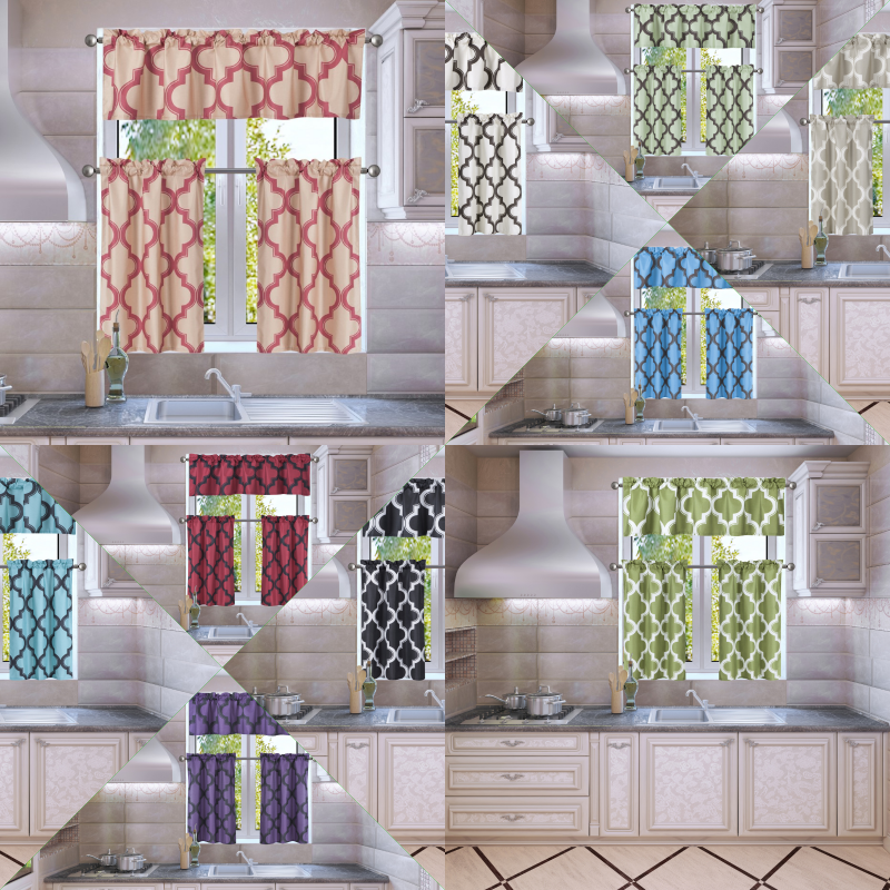 3PC KITCHEN TIER VALANCE SET SHORT PANEL LINED BACKING WINDOW CURTAIN BLACKOUT