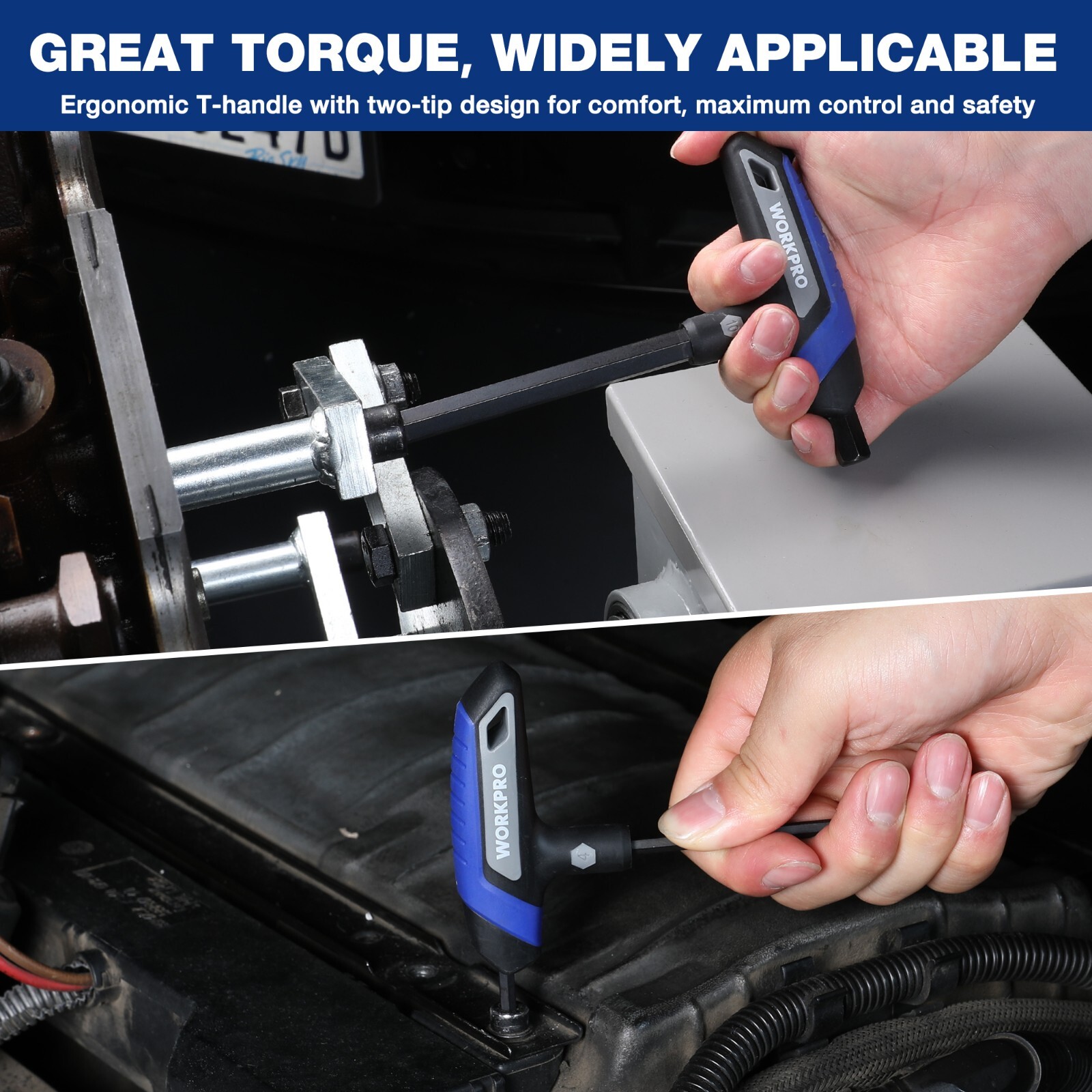 14-Piece T-Handle Allen Wrench Set, Metric & SAE T Handle Hex Key with Rack