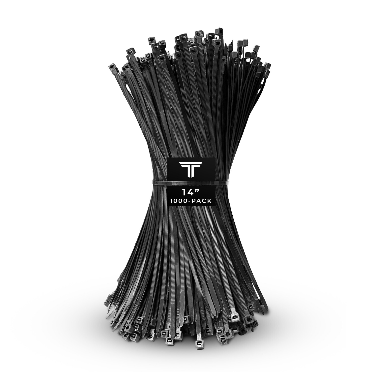 1000-Pack Premium 14" Inch Black Nylon Zip Ties, 60 lbs, UV Resistant, 4.8mm