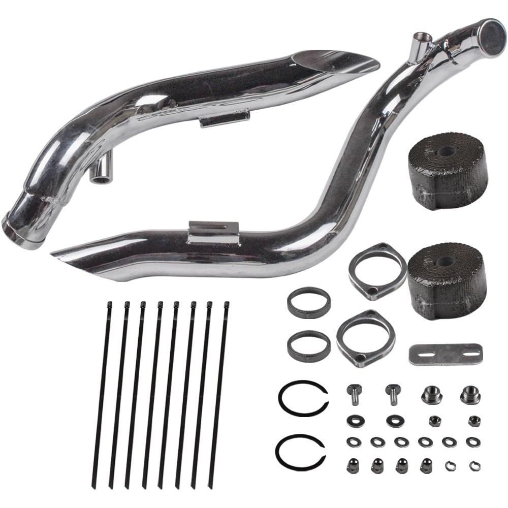 2" LAF Exhaust Pipes for Harley Sportster/Softail 1984-2023 with Silver Wrap