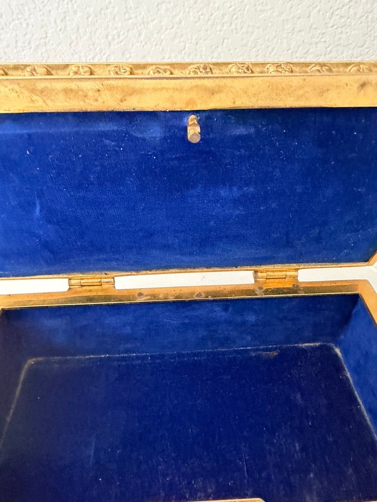 German Gothic Revival Silvered & Gilt Bronze Casket – Medieval Figural Relief –