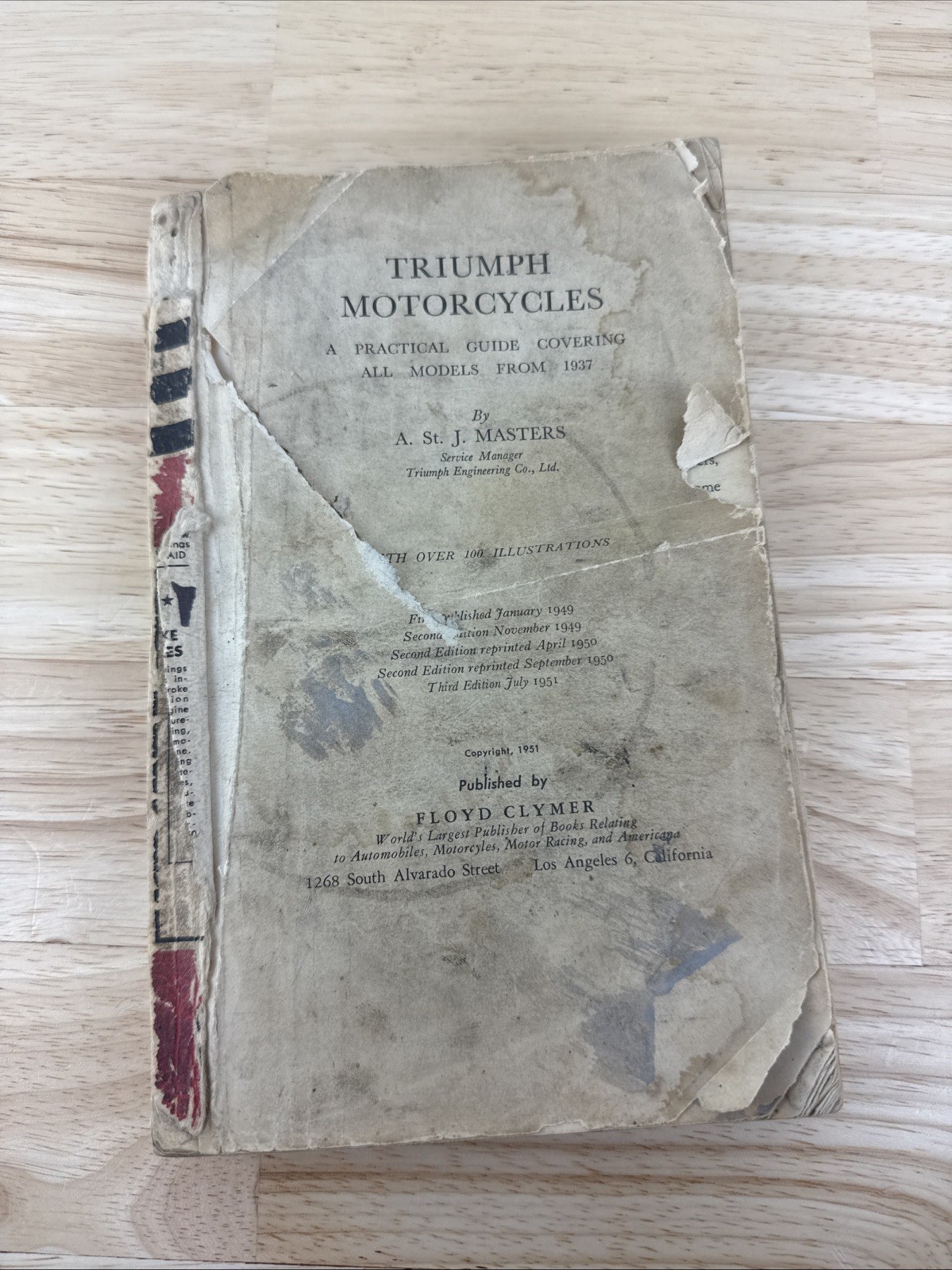 Vintage 1951 Triumph Motorcycle Owner's Handbook Floyd Clymer