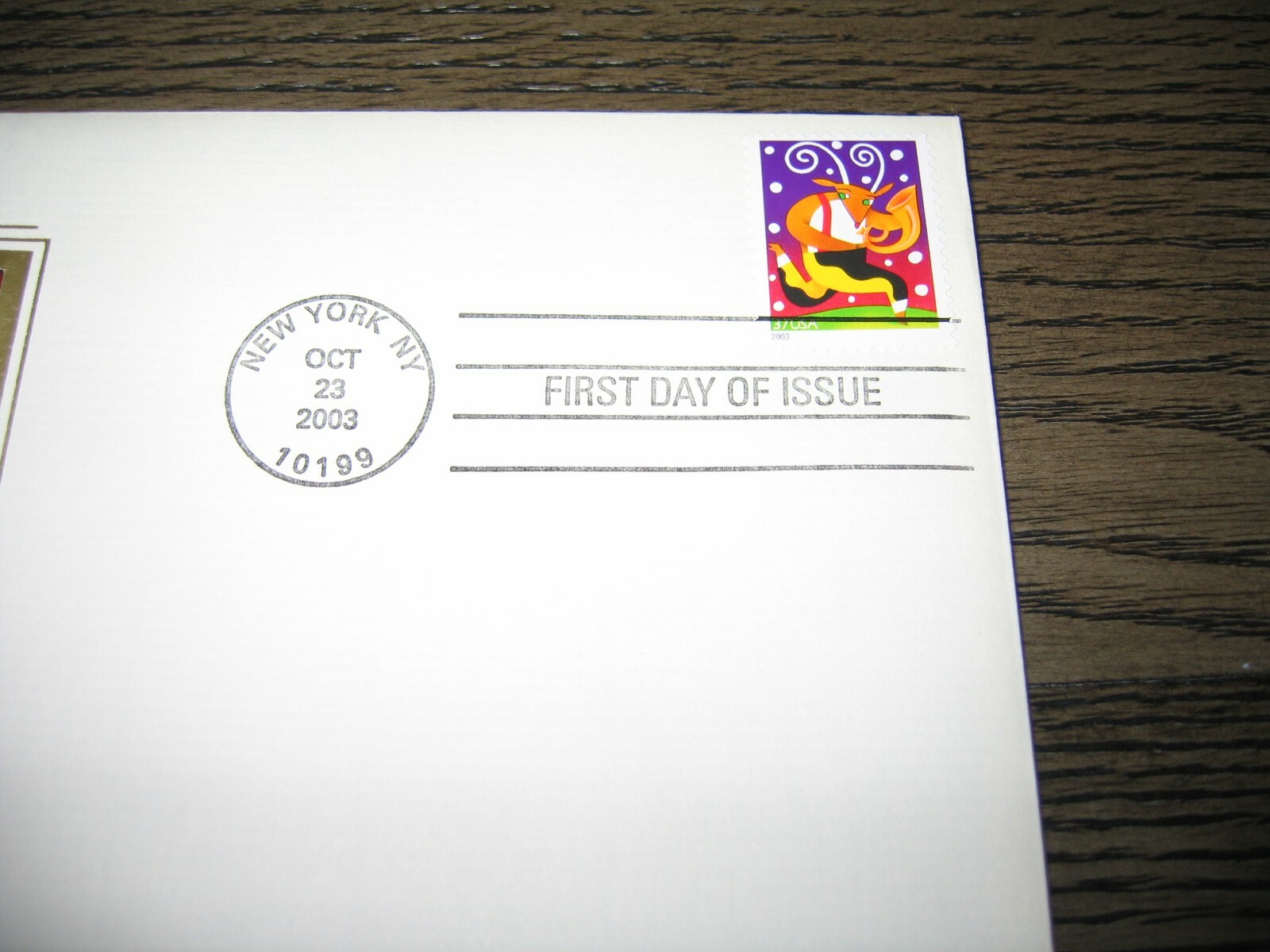 2003 Holiday Music Makers Reindeer With Horn FDC Replica Gold Golden Cover Stamp