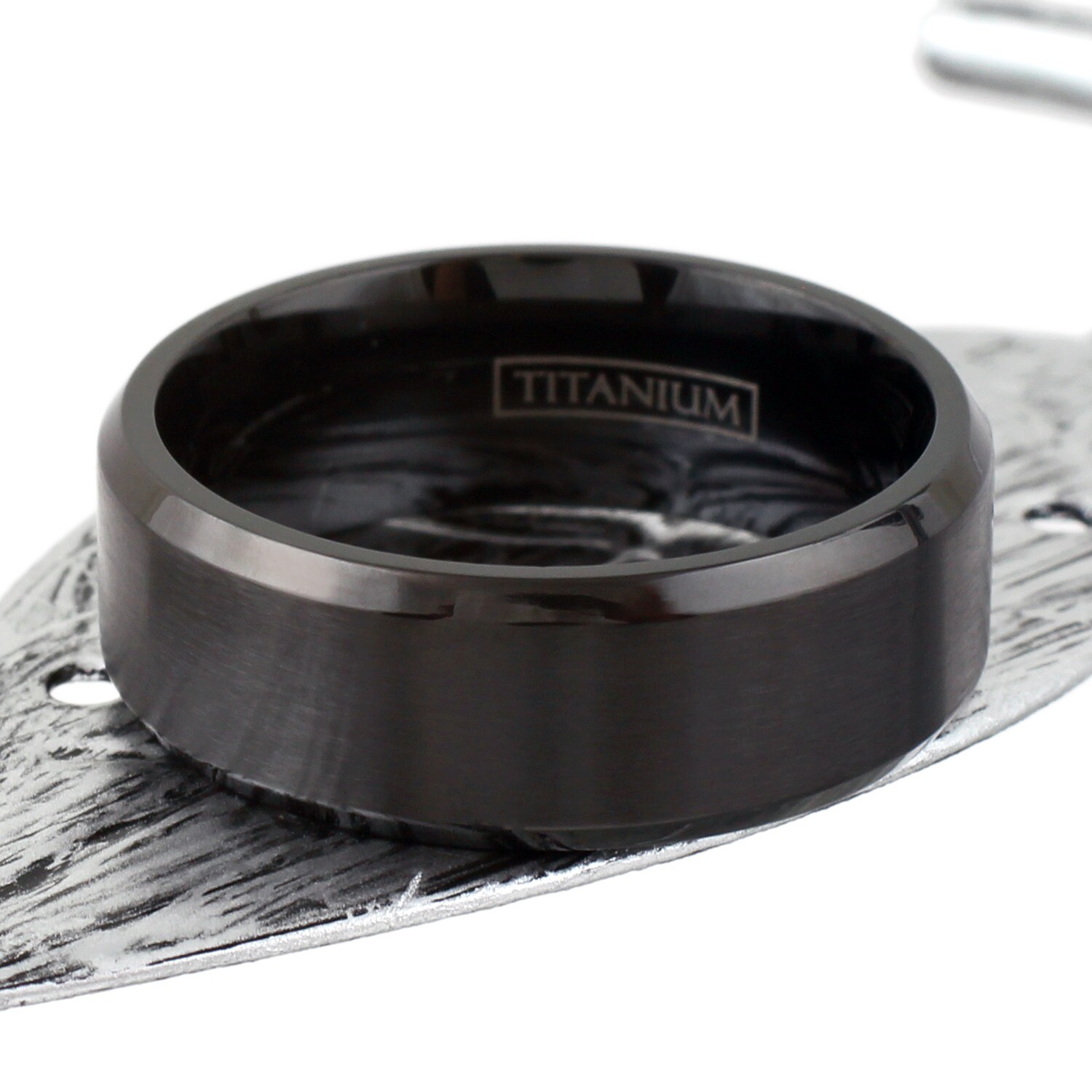 6/8mm Black Titanium Men's Brushed Finish Stripe Wedding Band Ring Size 5-15