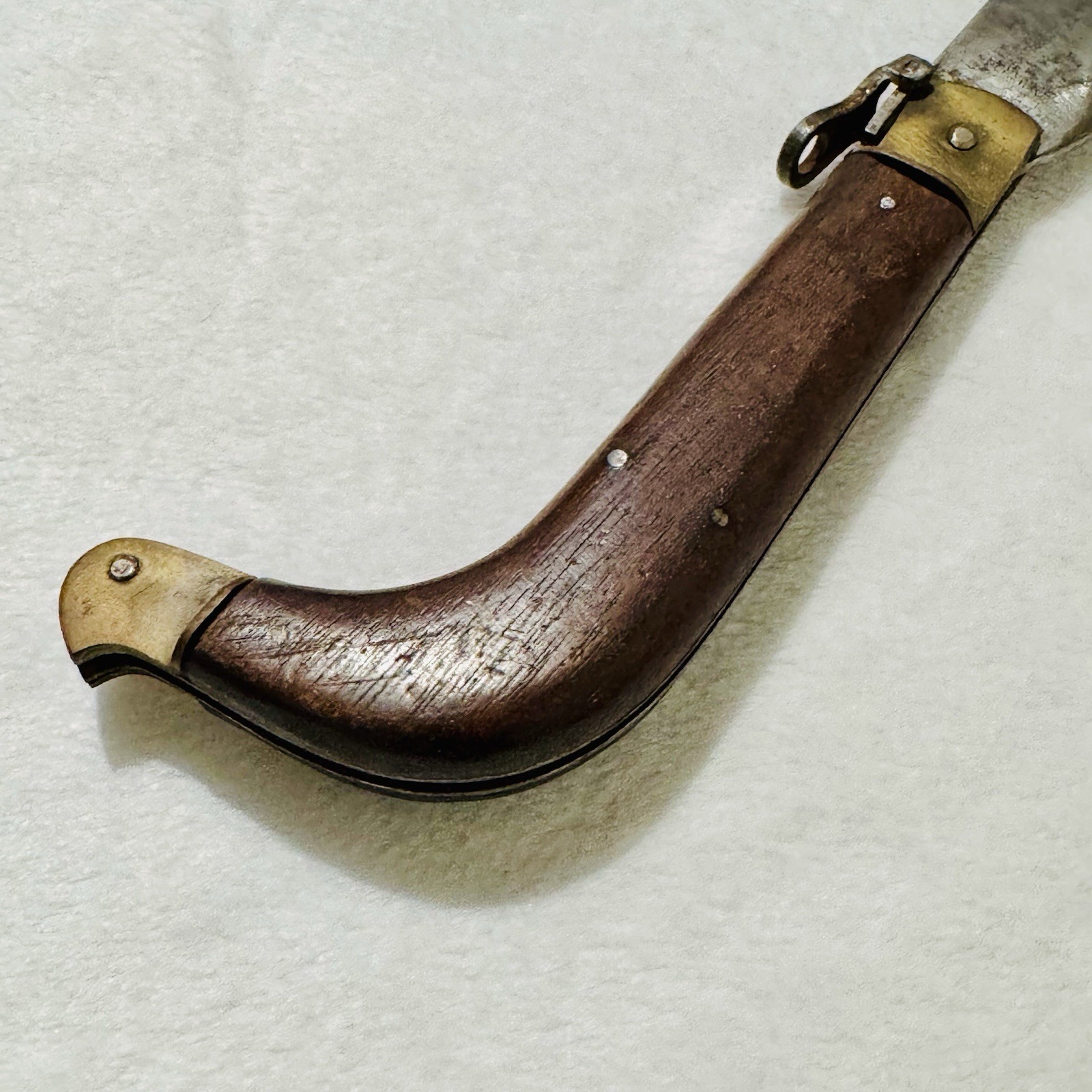 Whitby-Foreign-Roncola-Pruning-Thatcher-Bill-Hook-Knife-W/-Brown-Wooden-Handle