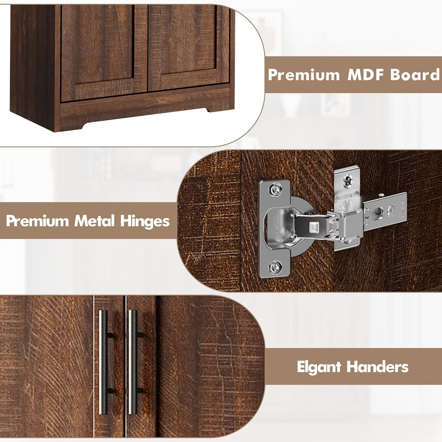 70" Kitchen Pantry Cabinet w 4 Doors, Freestanding Storage w Adjustable Shelves