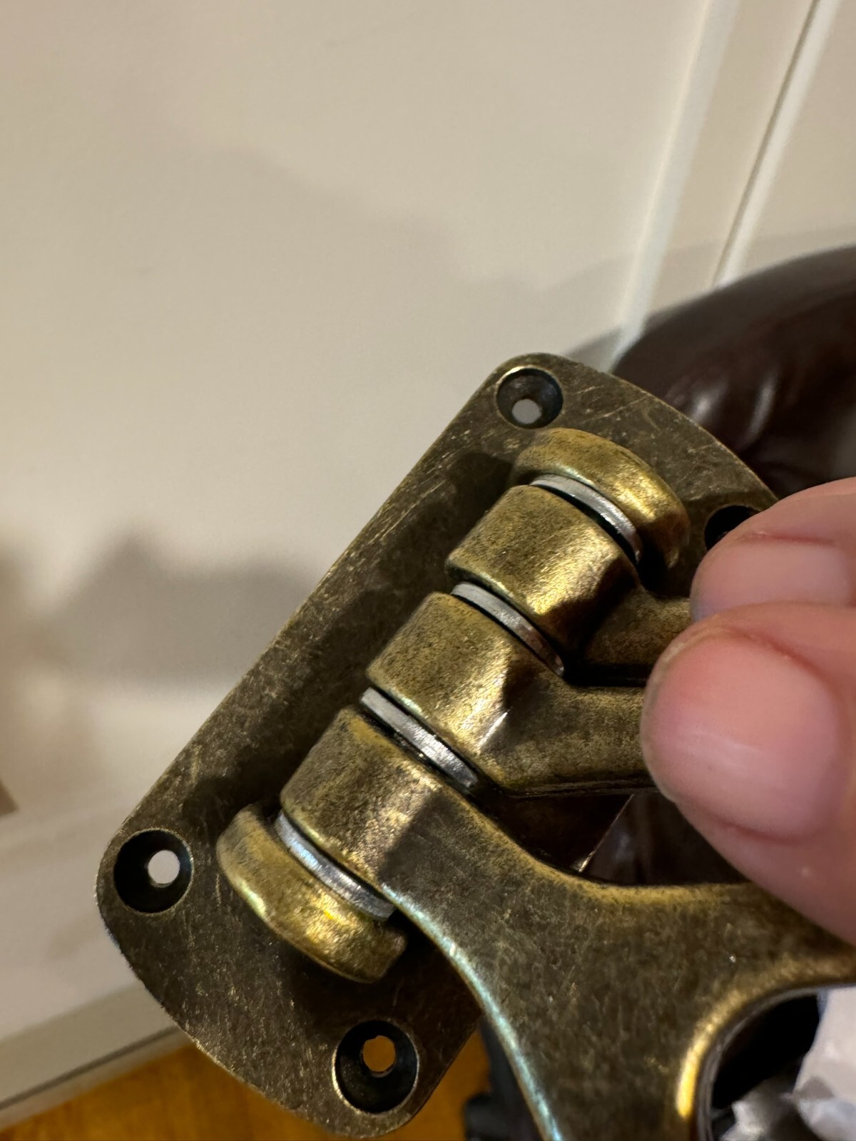 Vintage Metal Gold-Brass Triple Swivel Swing Hook Wall Mounted Holds 35 Pounds!