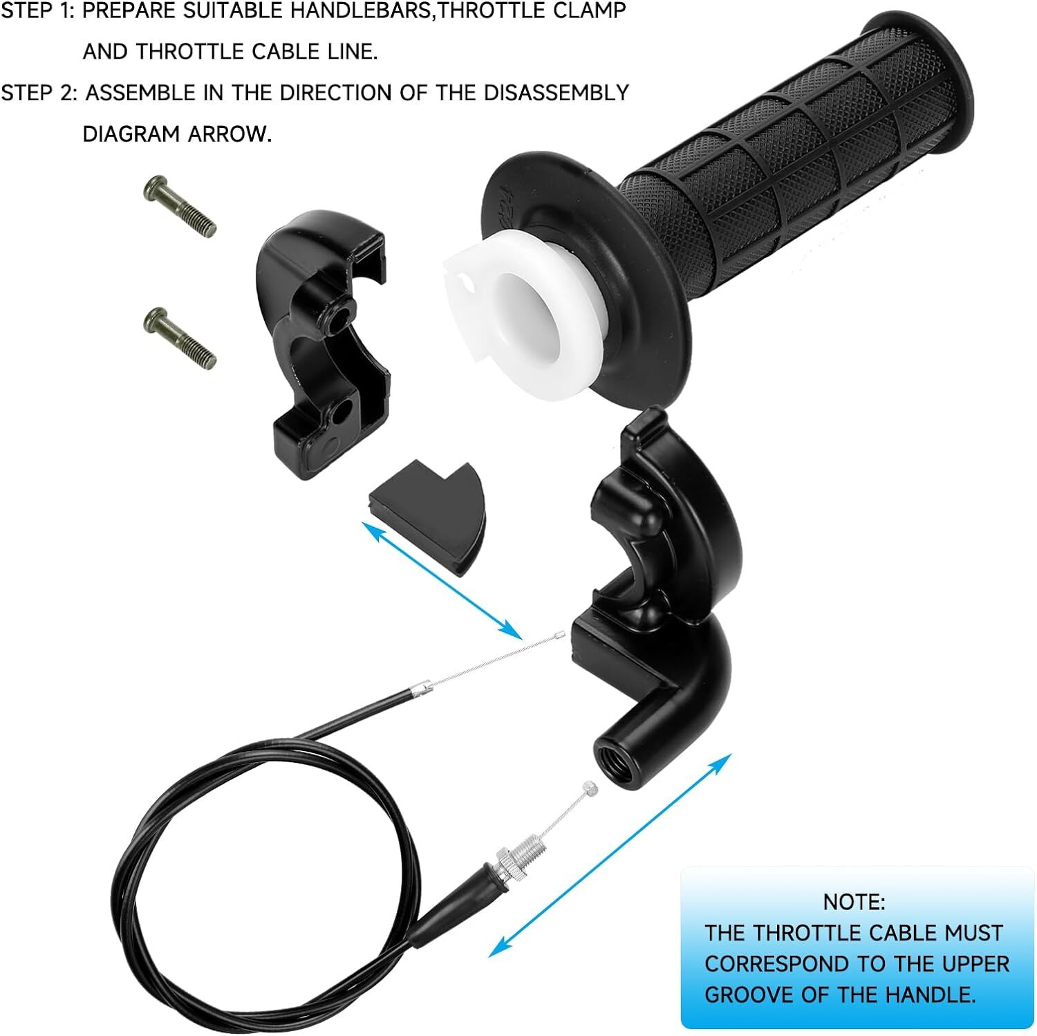 For Coleman CT200U Trail 200 Mini 196cc Bike Throttle Hand Grips Cable Clamp Kit