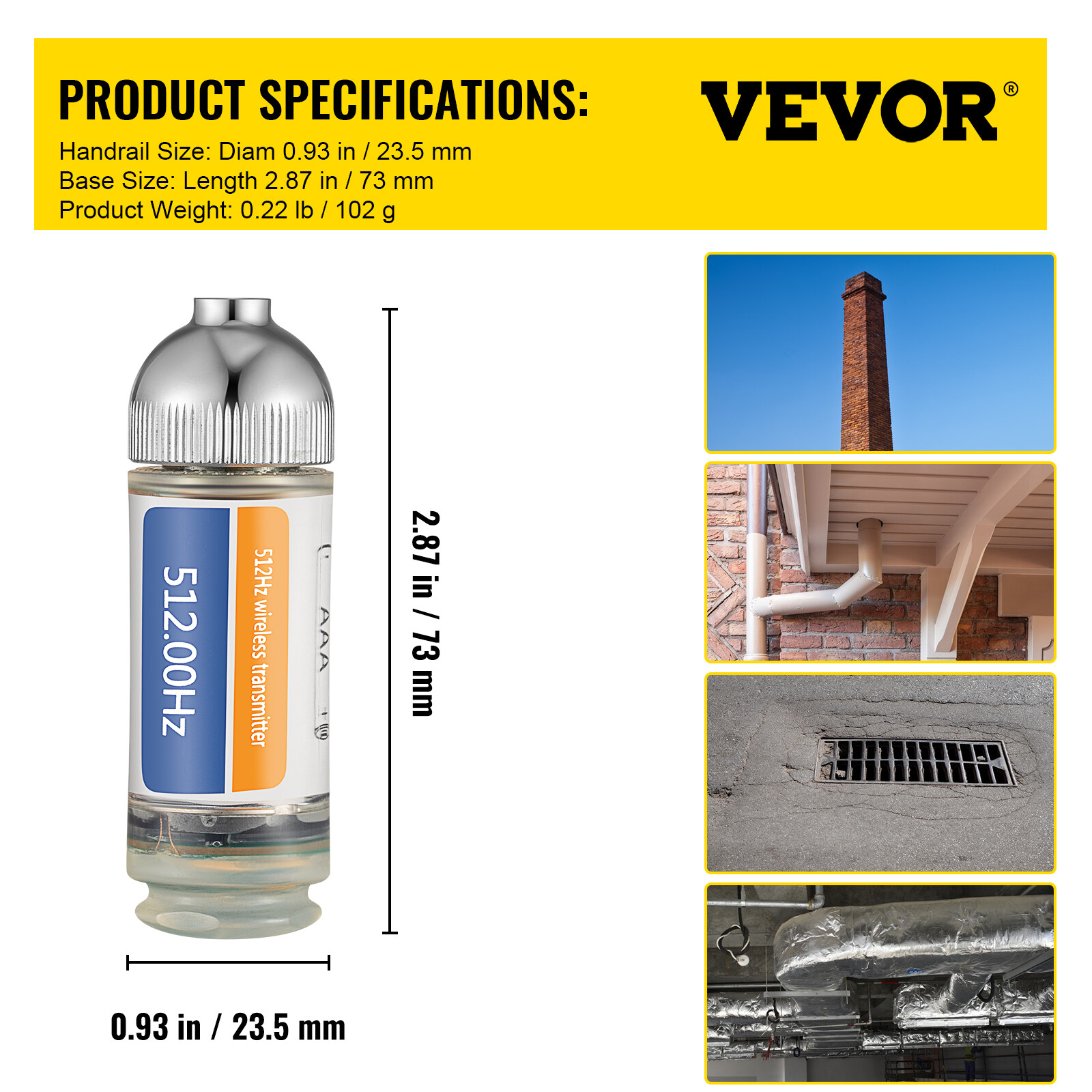 VEVOR Sonde Transmitter Sonde Locator 512hz Pipe Locator 25' Depth Sewer Locator