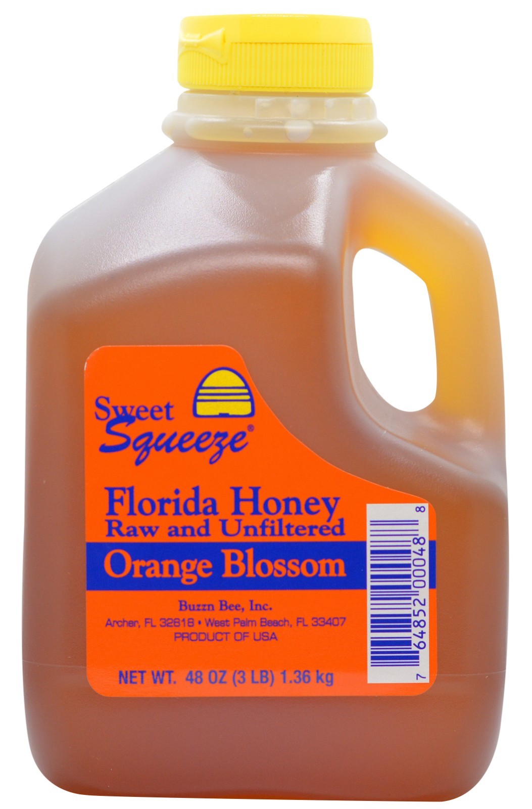 Sweet Squeeze Raw Orange Blossom Honey - Unpasteurized & Unfiltered - 3 Pounds