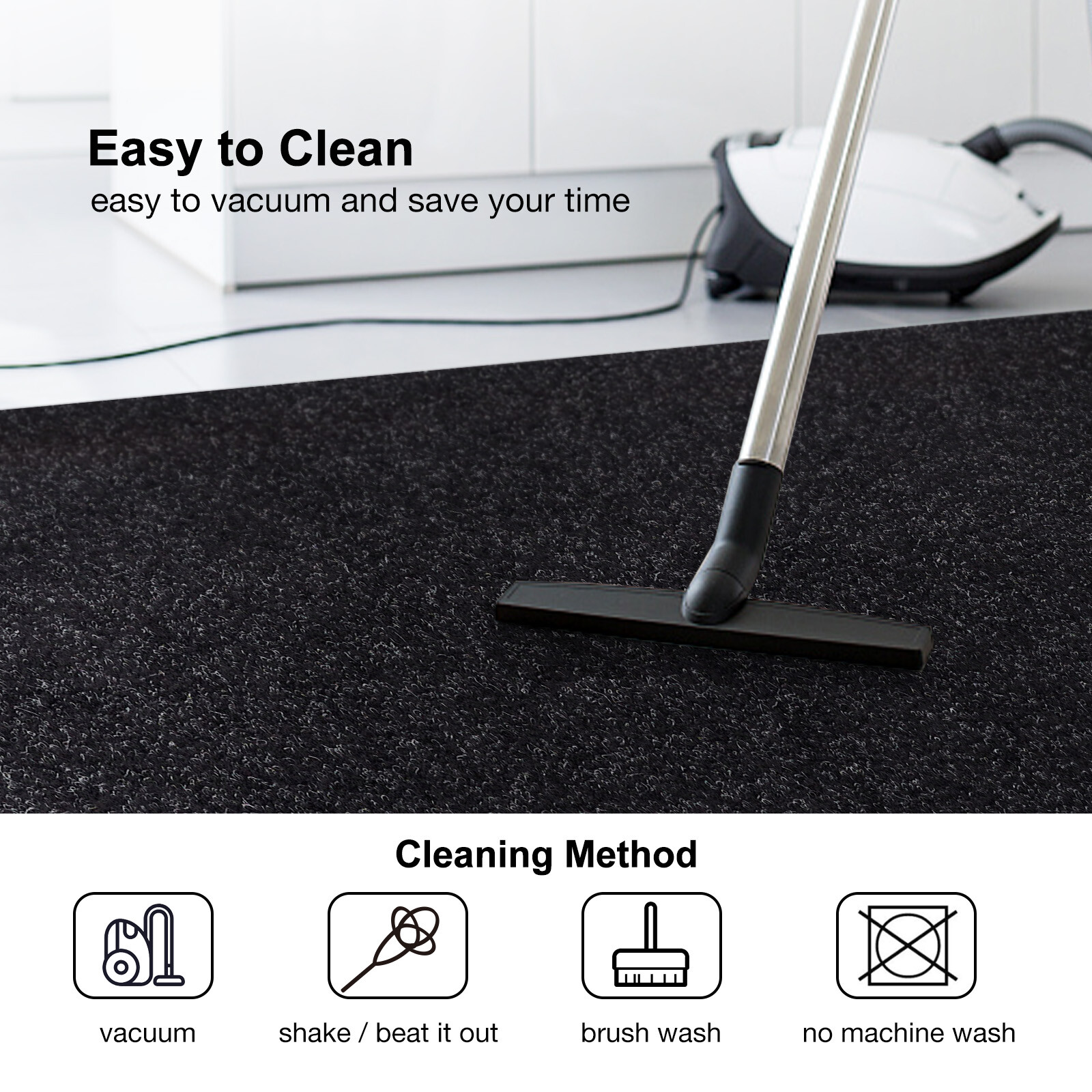 Black Runner Rug Hallway Non Slip Rubber Back Entryway Kitchen Runner Door Mat