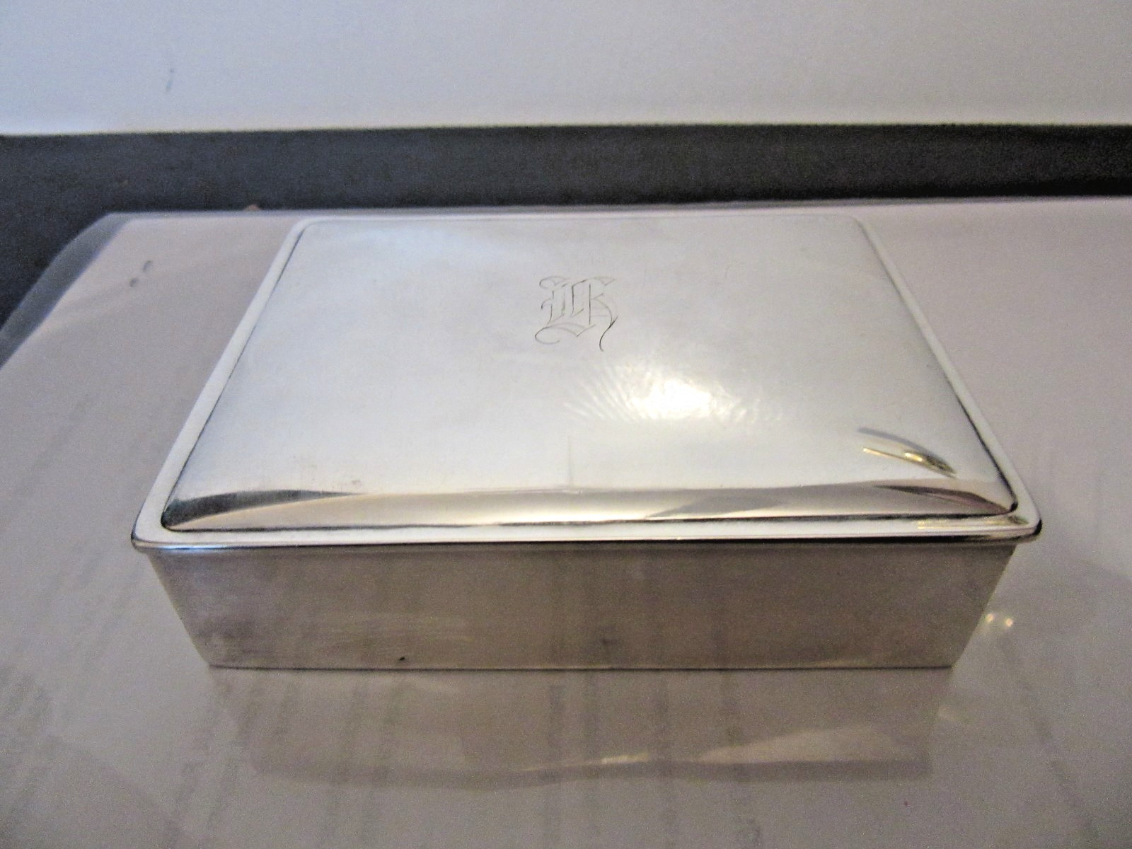 Antique Sterling Silver Cigarette Box Stamped Maker Mark  Wood Lined 4.8 Oz