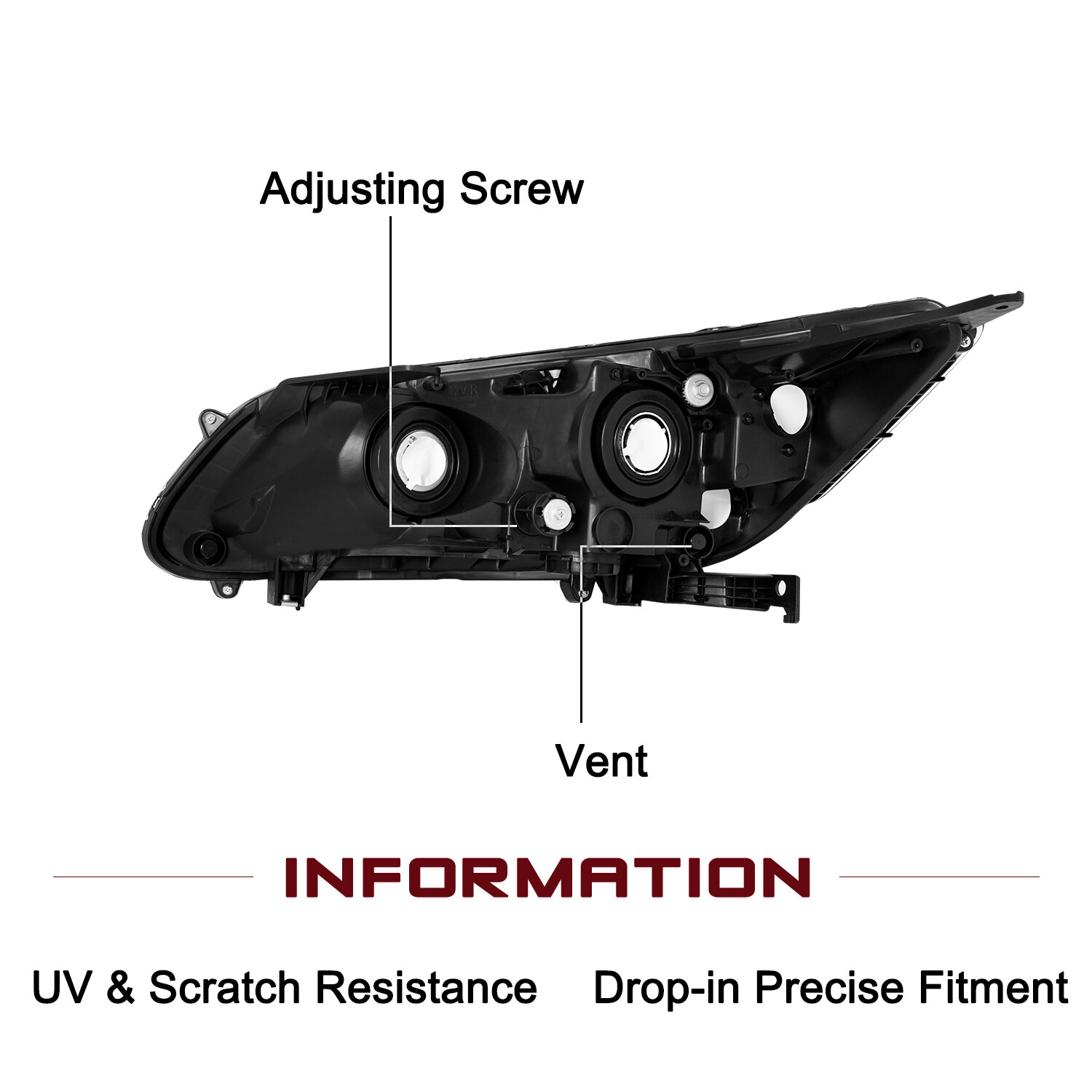 For 2013 2014 2015 Honda Accord Sedan W/O LED DRL Projector Halogen Headlights