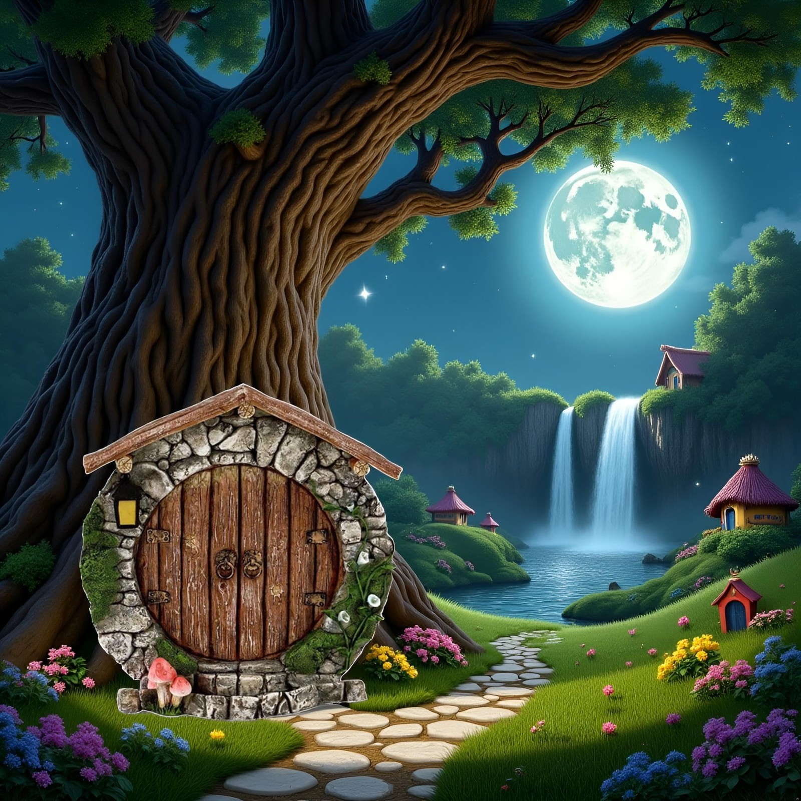 Brown Fairy Gardens Doors and Windows for Trees Mini Fairy Statues Wall