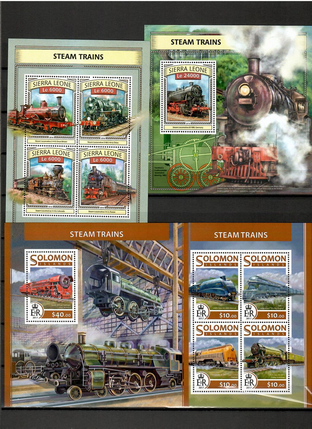 Steam locomotives trains railway 42 sheets 2017-2018 Collection [3] MNH #CNA164