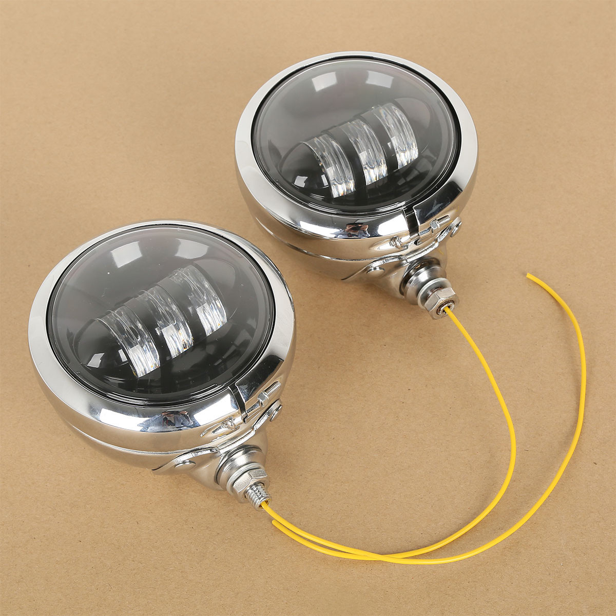 4.5" LED Auxiliary Spot Fog Passing Lights + Housing Bucket For Harley Davidson