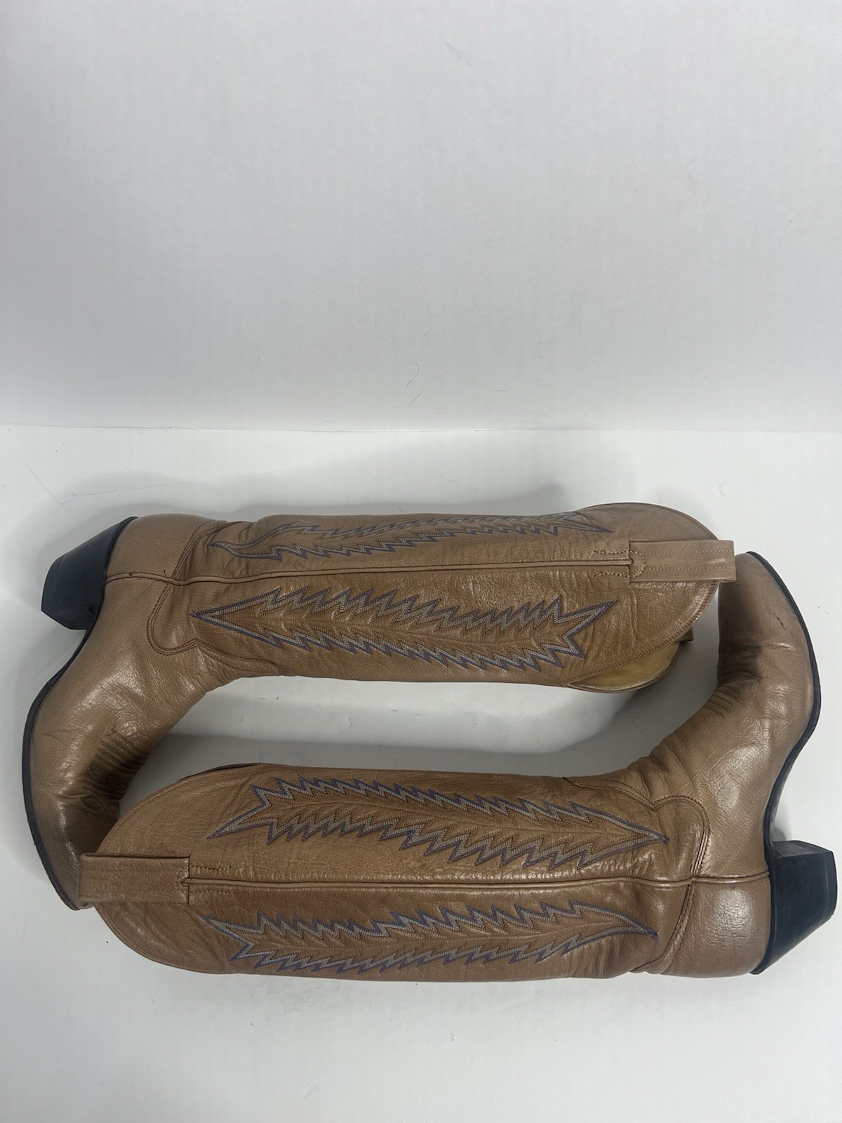 Panhandle Slim Vintage Tan Embroidered Cowboy Boots Size 7A