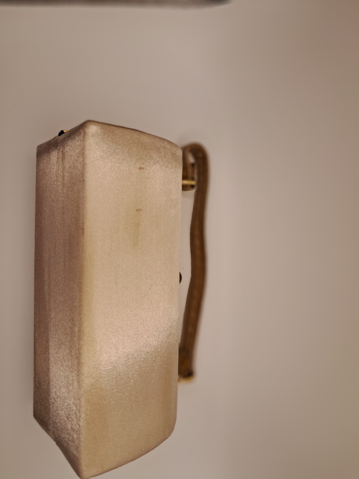 Vintage Satin Evening Clutch Bag Champagne Gold Frame Bridal Jessica McClintock