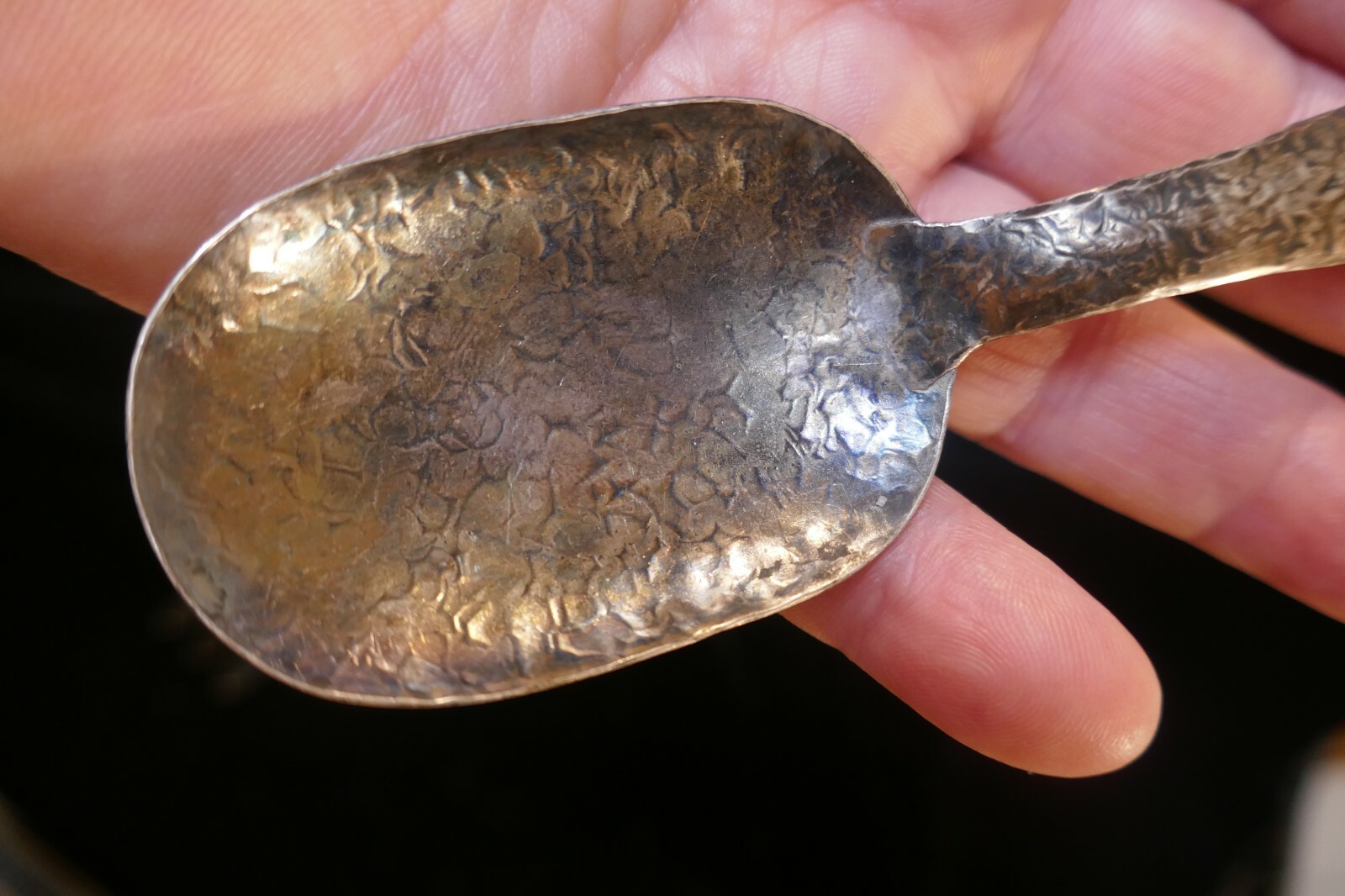 Rare Antique (Tlingit) Native Hand Carved silver Salad Set c:1900 Trade item