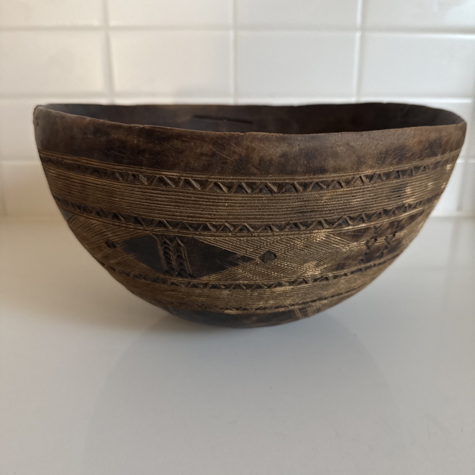 Incised Wood Bowl African