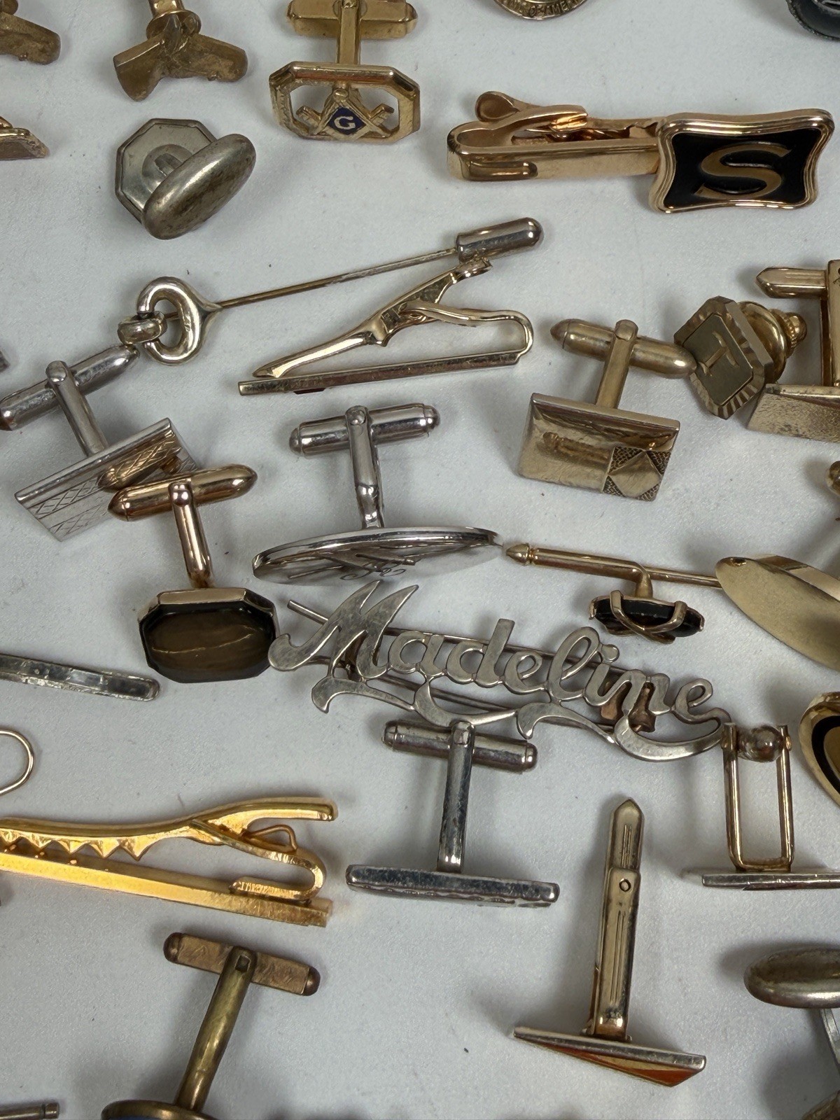 Vintage Cufflinks Tie Clips Lot 62pc Swank Mid Century Men's Jewelry Mixed