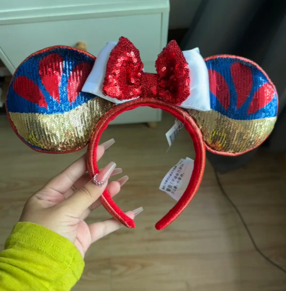 Disney- Parks Snow White Sequined Minnie Mouse Ears Headband Disneyland