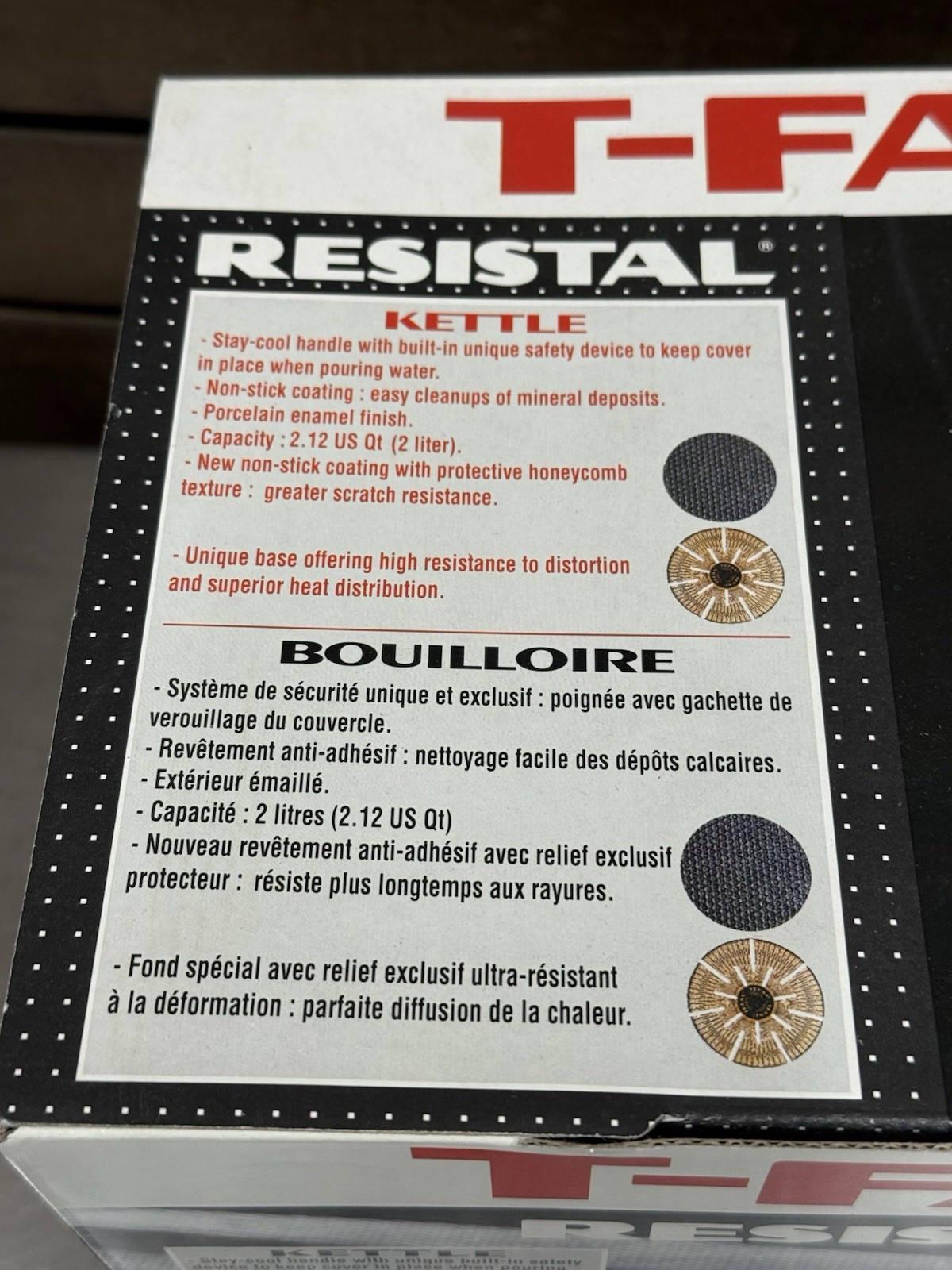 Vintage T-FAL Resistal Kettle Tea Pot White Speckled - 2 Quart - New