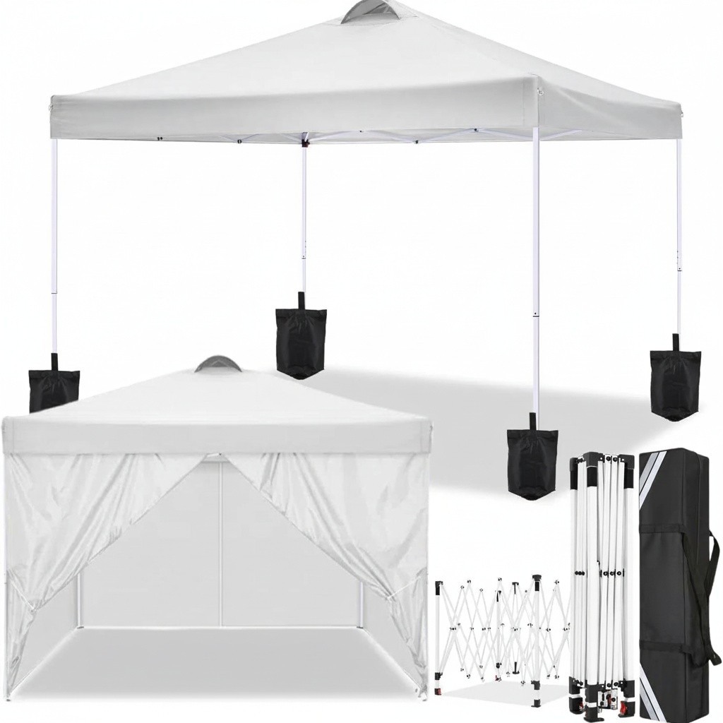 10x10 Pop Up Canopy Tent with 4 Removable Sidewalls，One Push Setup Waterproof#