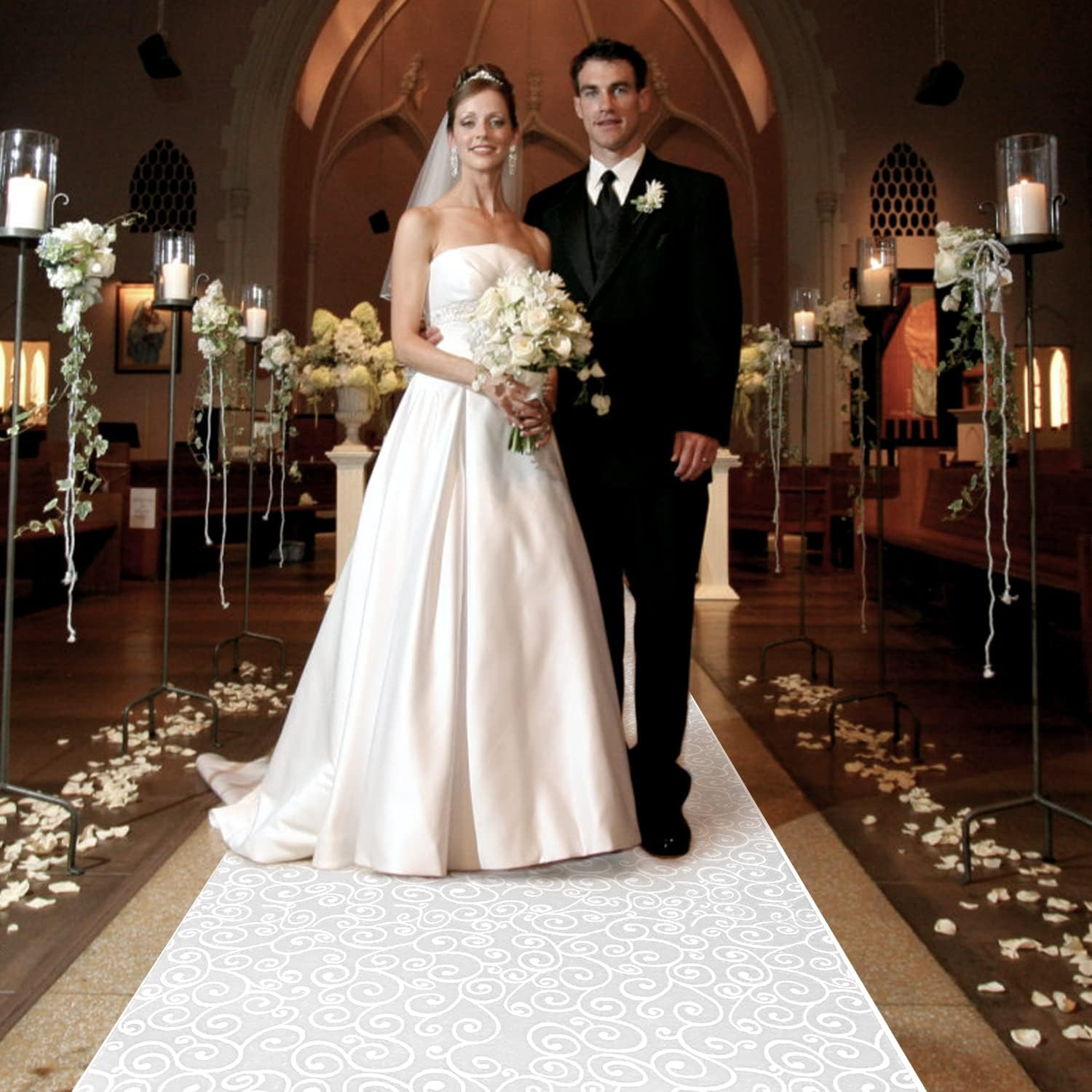 White Wedding Aisle Runner Aisle Runner for Wedding Ceremony Includes Pull Strin