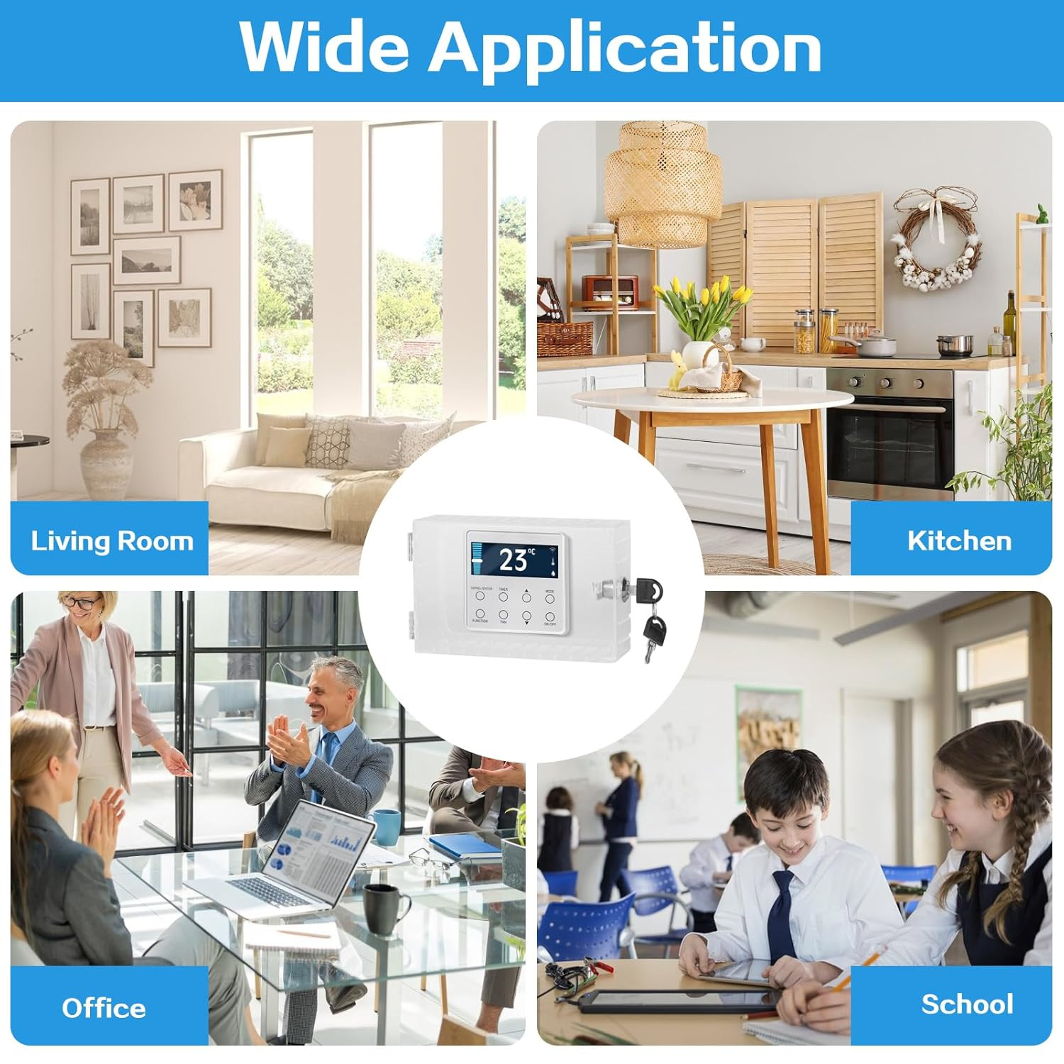 Universal Thermostat Lock Box with Key Clear Large Thermostat Cover Guard Wall