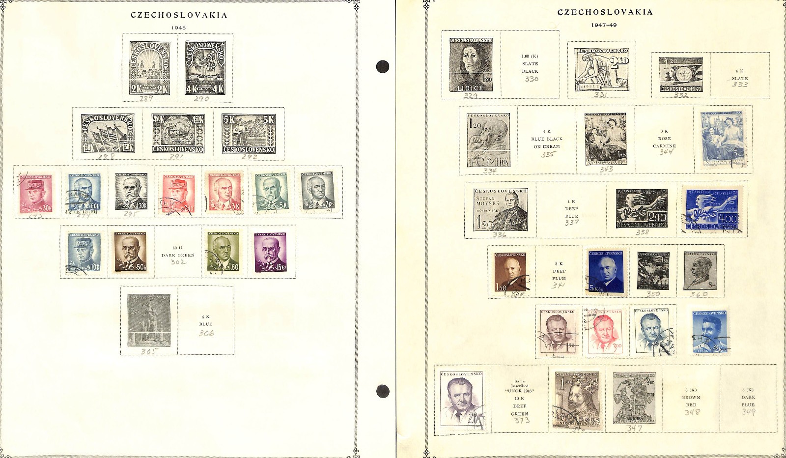Czechoslovakia Stamp Collection on 40 Scott International Pages, 1918-1968 (BG)