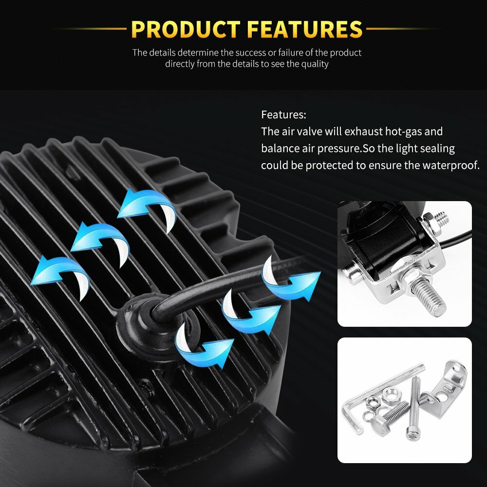 2pcs LED Halo Spot Light Motorcycle Bike Headlight Fog Light Blue Driving Lamp