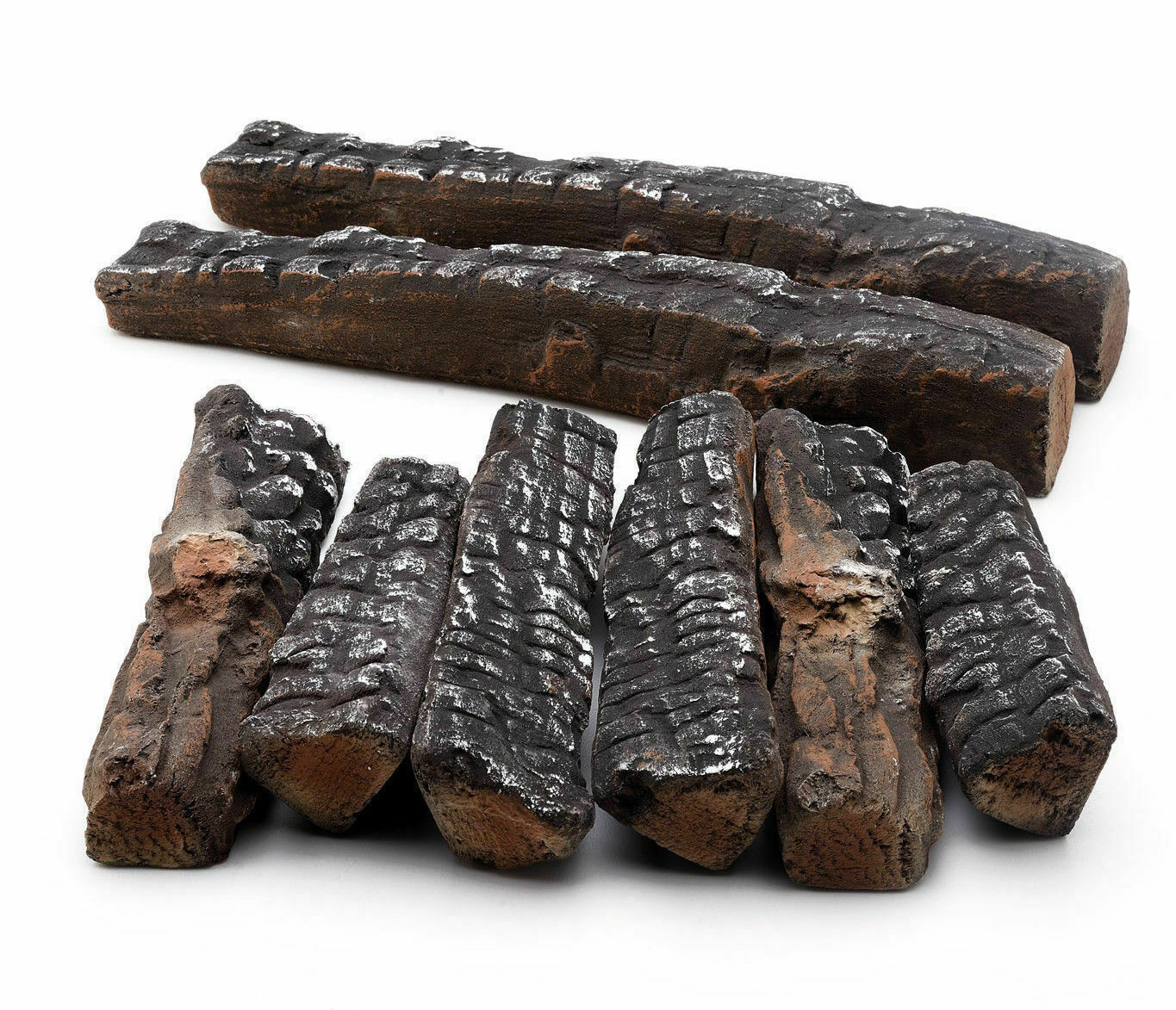 8PC Set Realistic Flame Large Ceramic Wood Ash Logs Fire pit Log Kit