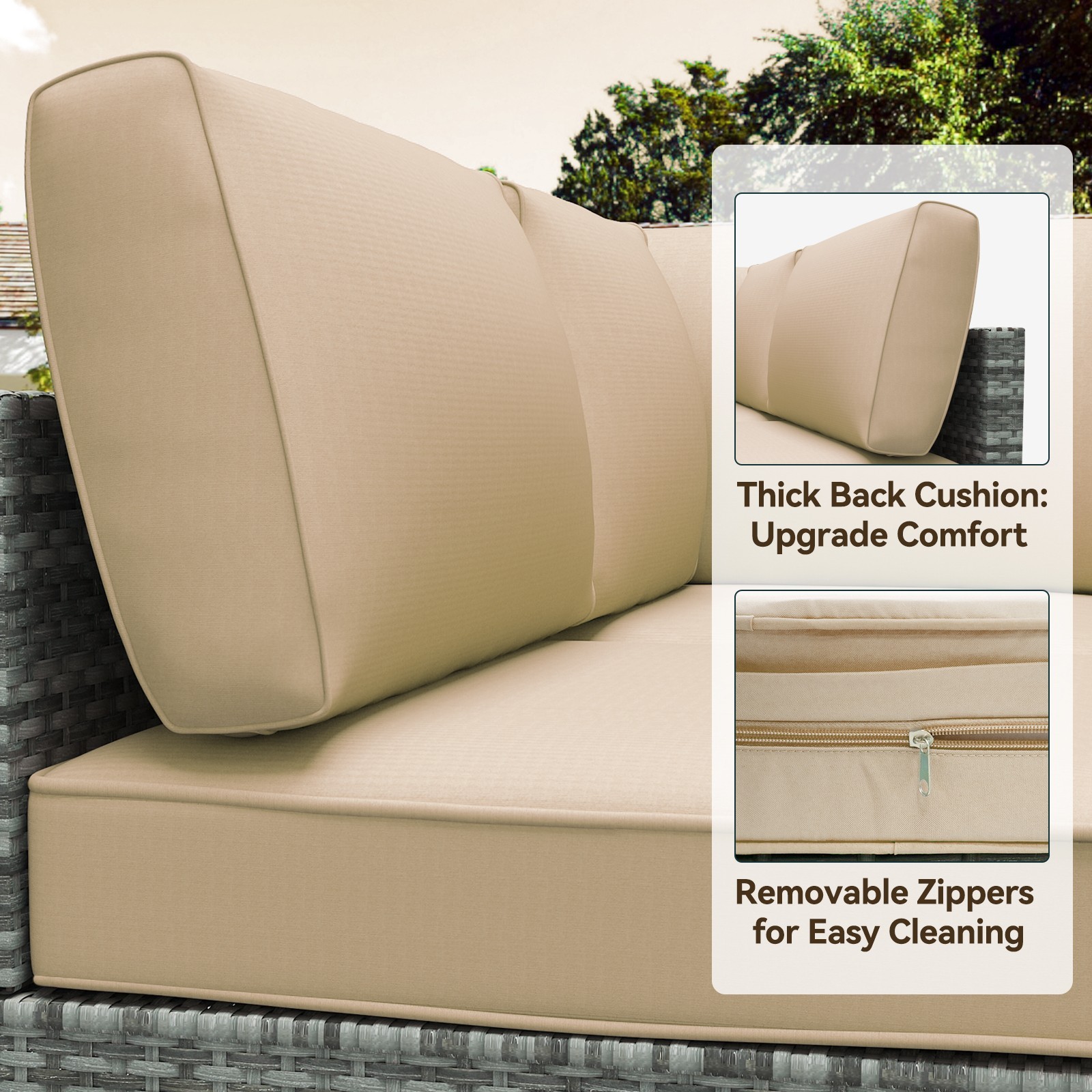 Outdoor Cushions Set Of 14 For 7 Pieces Sectional Rattan Conversation Sets