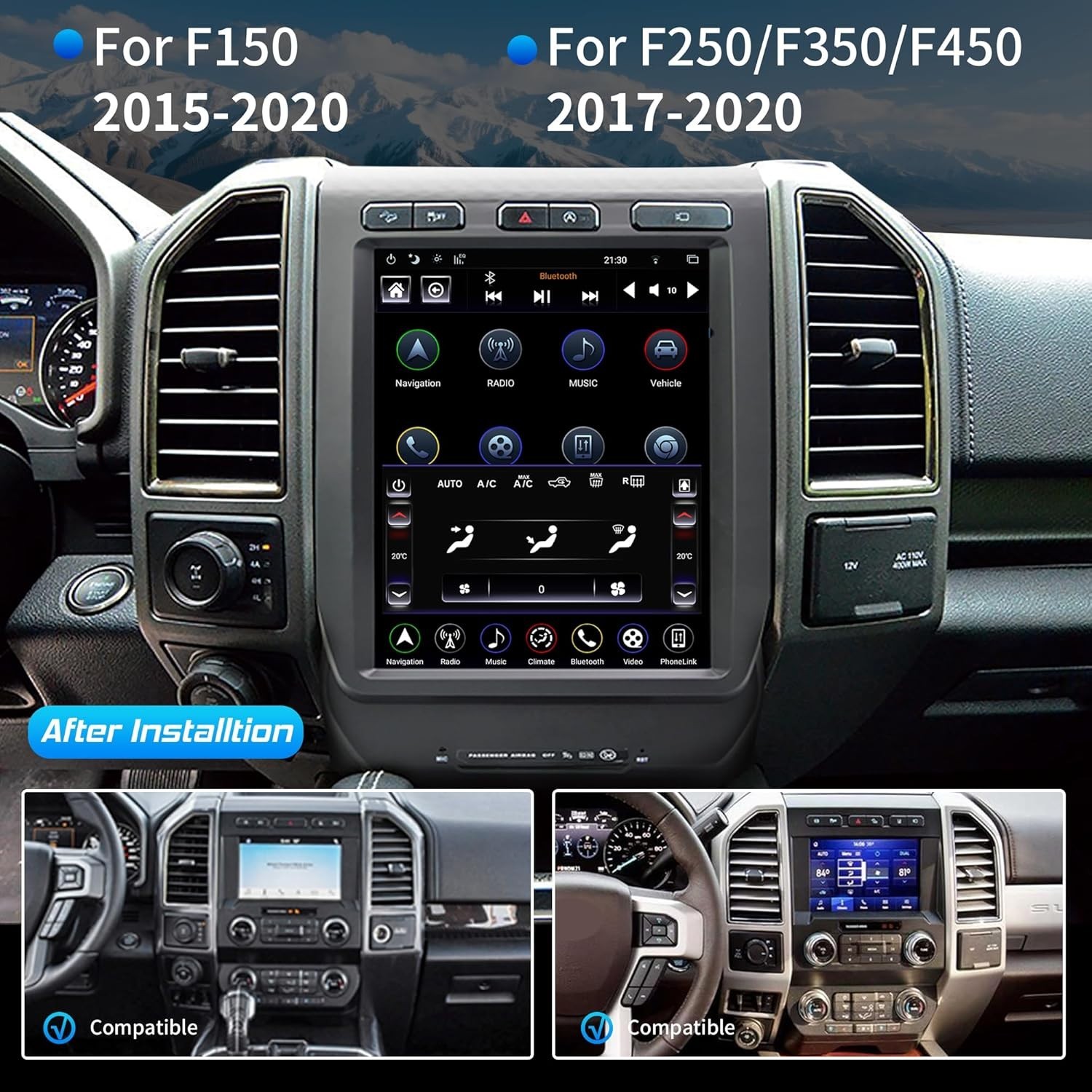 LINKSWELL GEN 4 Car Radio Stereo for Ford F-150 2015-2020 Super Duty 2017-2022