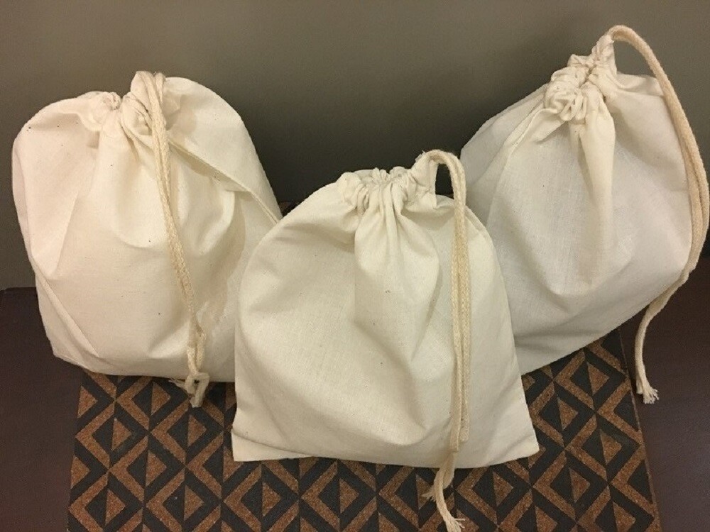 12"x20" Cotton Single Drawstring Muslin Bags (Natural Color)