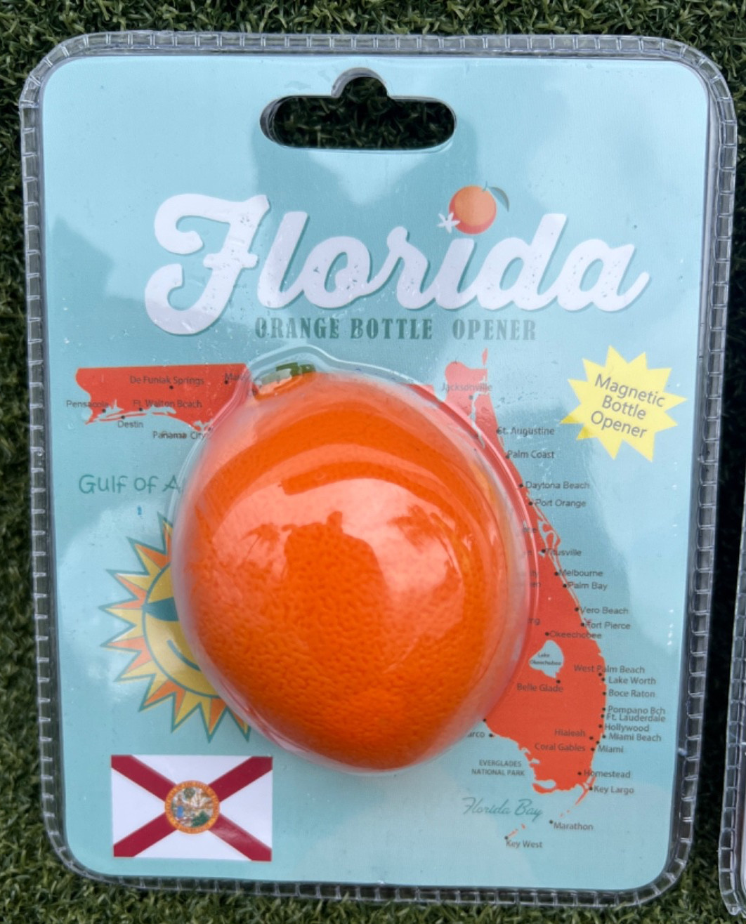 "NEW" - Souvenir Florida Orange Bottle Open with Dual Refrigerator Magnets!
