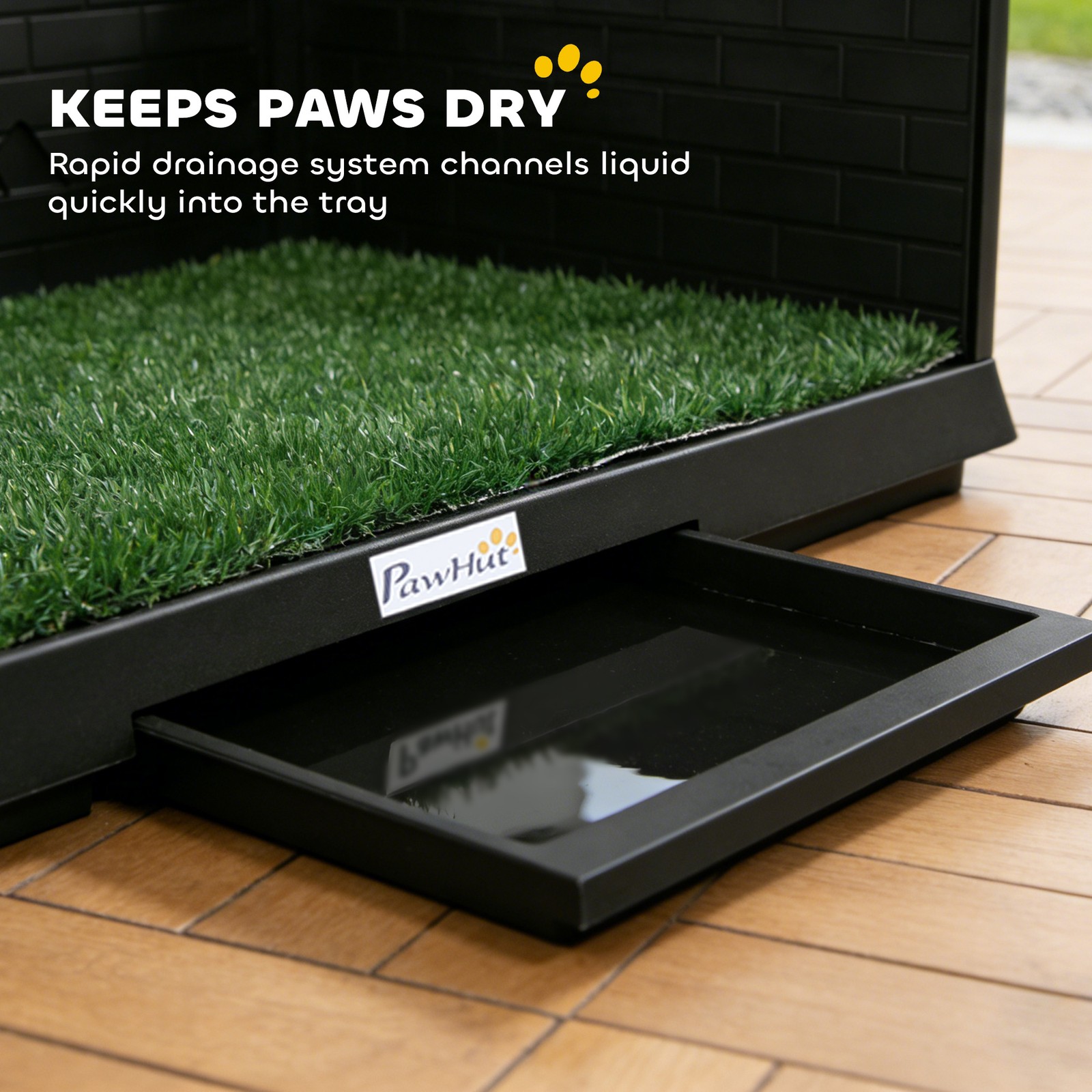 PawHut Dog Grass Pad with High Walls and Tray, Indoor Potty Tray