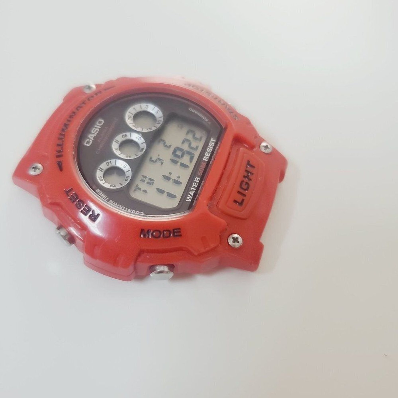 Casio Illuminator 3225 W-214HC Mens Digital Watch Red For Parts USE