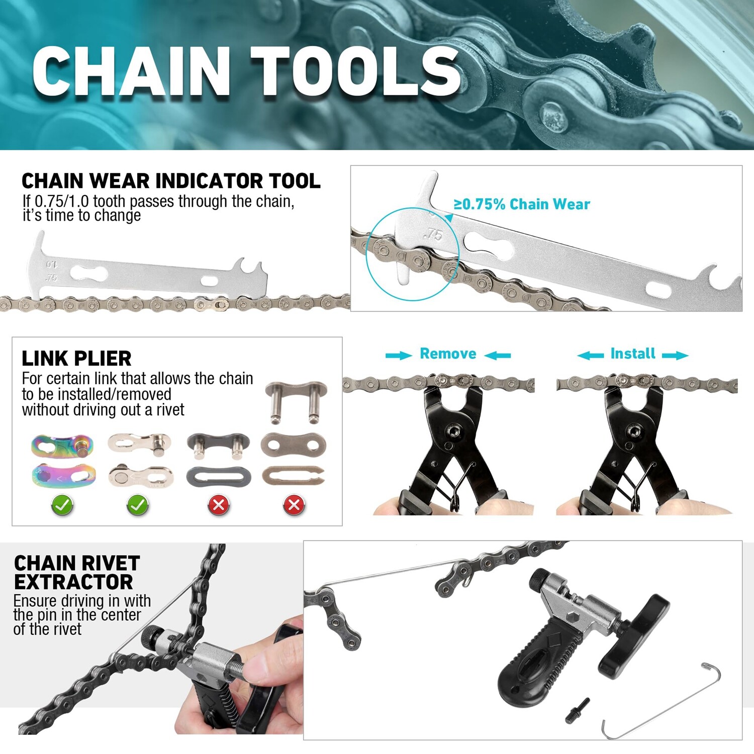 DURATECH 41PCS Bicycle Tool Kit Bike Tool Kit w/Storage Box Bike Repair Tool Kit