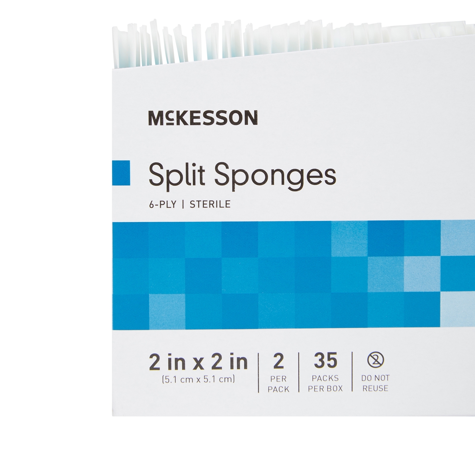 McKesson 6-Ply I.V. Drain Split Sponges Gauze Dressing Sterile 2 X 2" 70 Ct