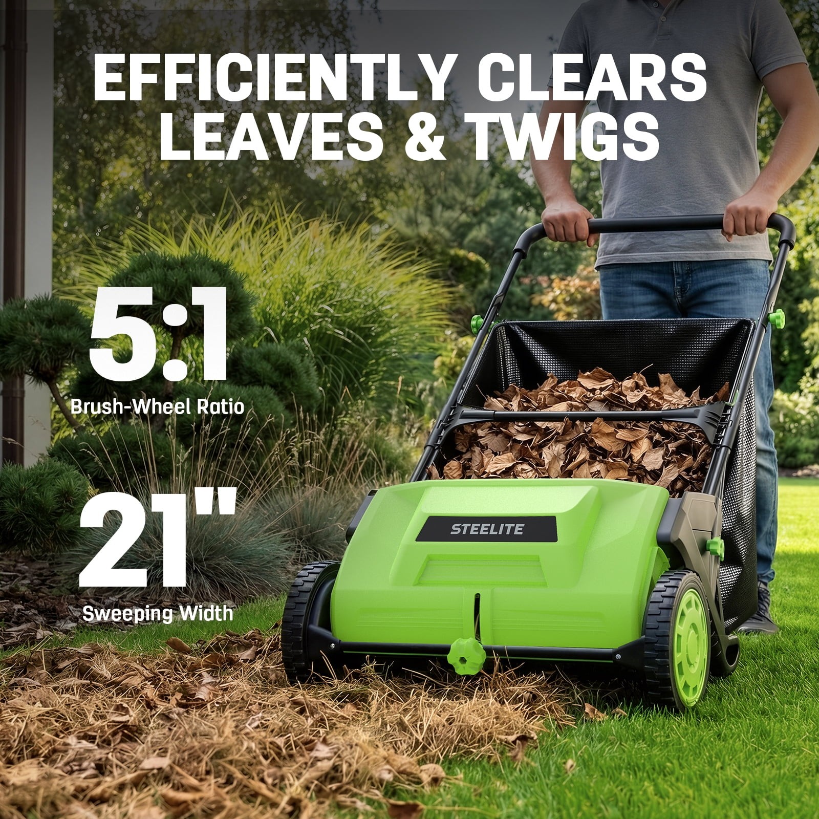 Steelite 21-Inch Push Lawn Sweeper with 3.6 Cu Ft Bag