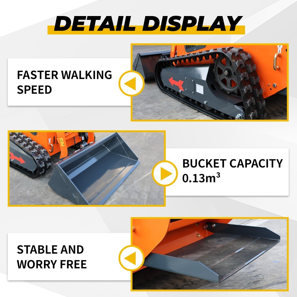 Upgraded Mini Skid Steer Twin cylinder Tracked Loader 23HP Free Ship