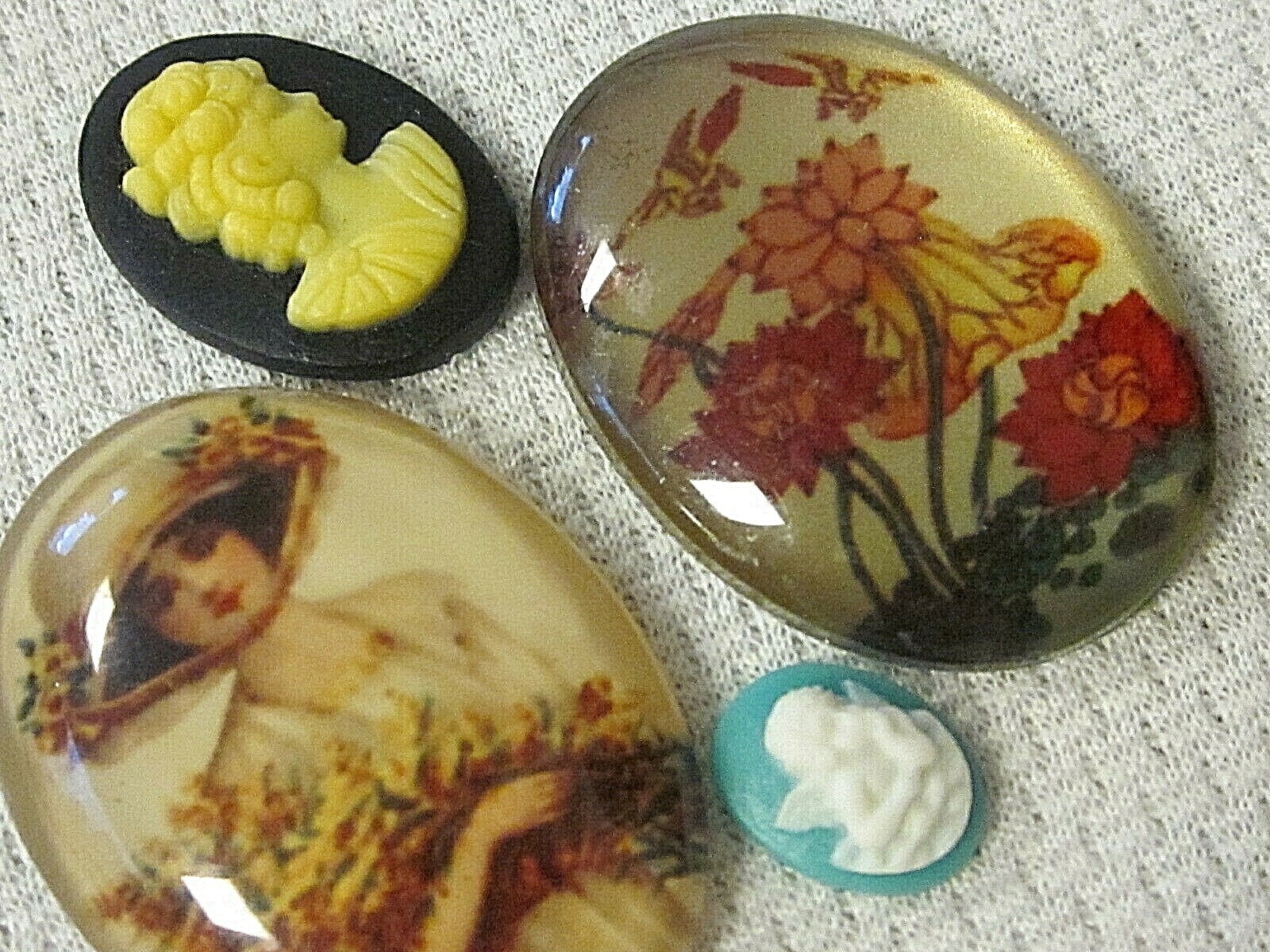 * SALE * VTG 15 CAMEOS 40x30mm HUGE LOT THK JEWELRY RESIN FINDINGS REPAIR CRAFTS