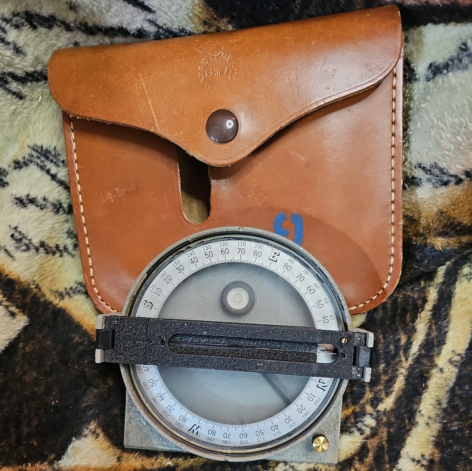 Vintage Antique Surveyors Compass Warren Knight Co Philadelphia PA W/pouch